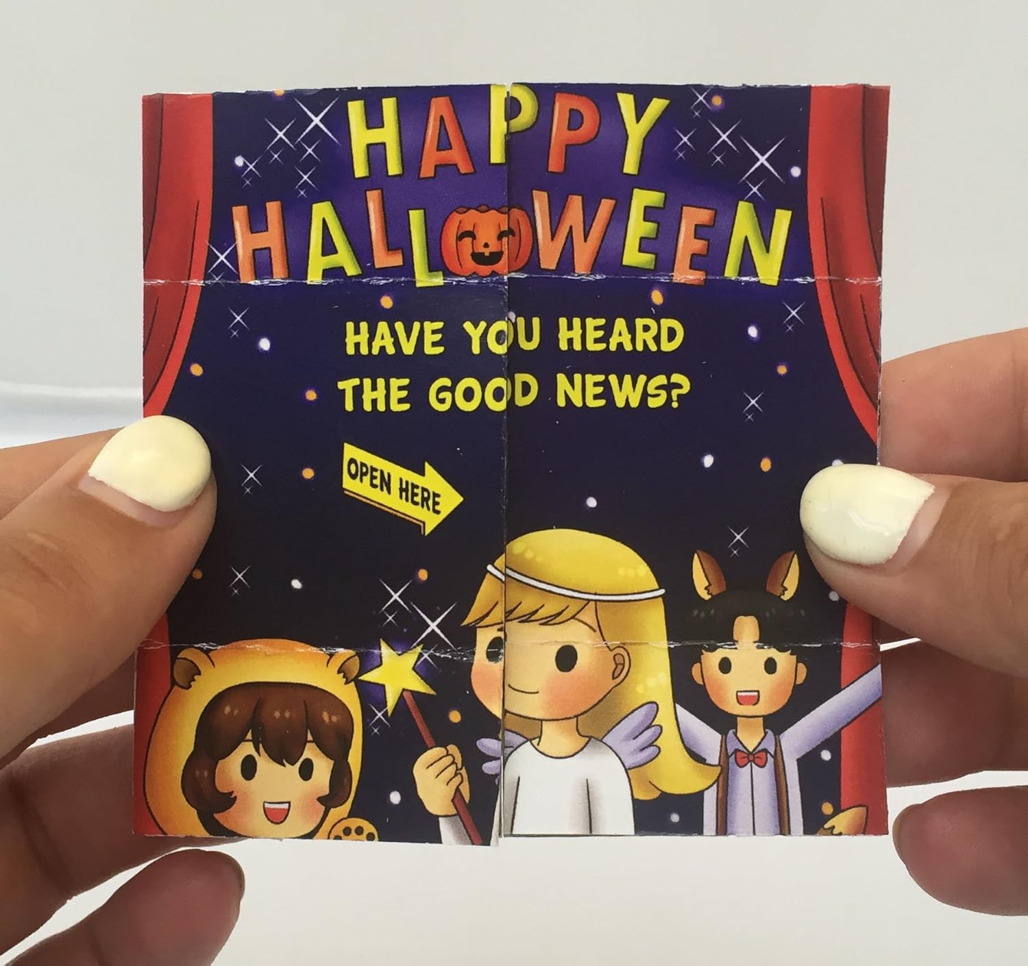 Halloween Gospel Tract for Kids – Interactive Endless Loop Origami Card – Christian Trick-or-Treat Handout – 24-Pack for Trunk or Treat, Church Outreach, and Fall Festivals