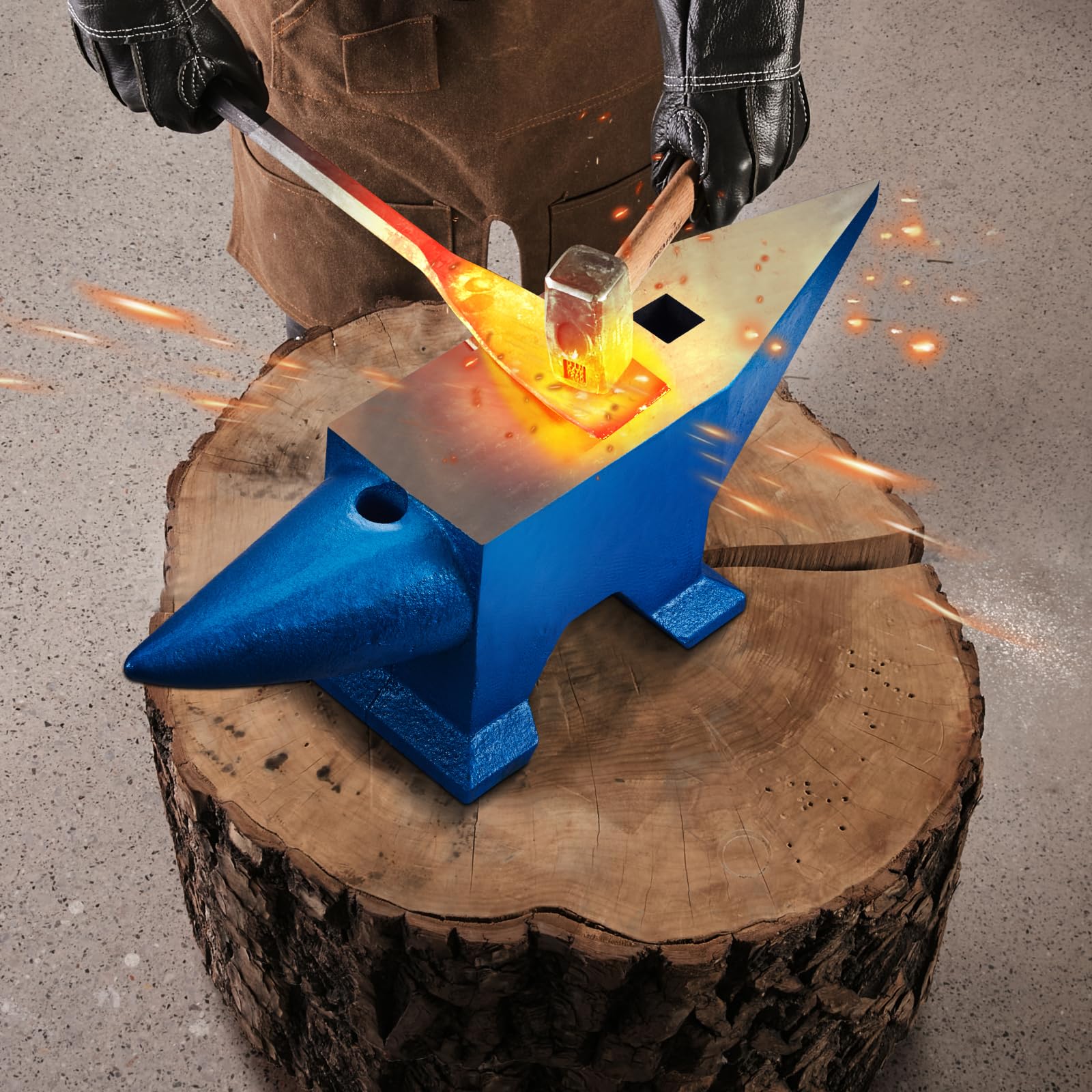VEVOR Enclume de forgeron 132.3lbs(60 kg) Enclume d’acier Bleu Forger Riveter Aplatir Former le métal Travail du métal Traitement thermique Bijoutier Marteau comme cadeau Portable Robuste