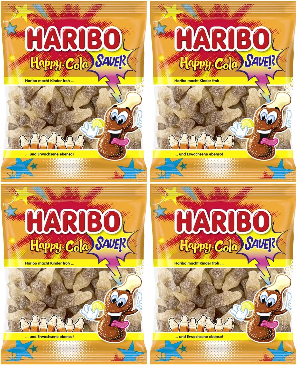 HariboHappy-Cola Sauer (Sour) Gummy Candy 4-Pack (4 x 175g)