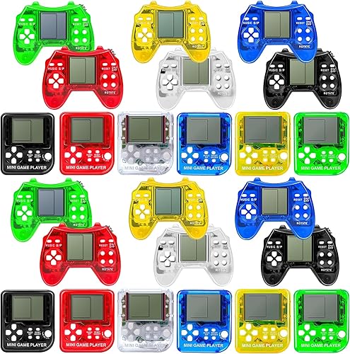 24 piezas de recuerdos de fiesta de videojuegos para niños, mini llavero de juegos de arcade, regalos de fiesta de cumpleaños, premios de aula para