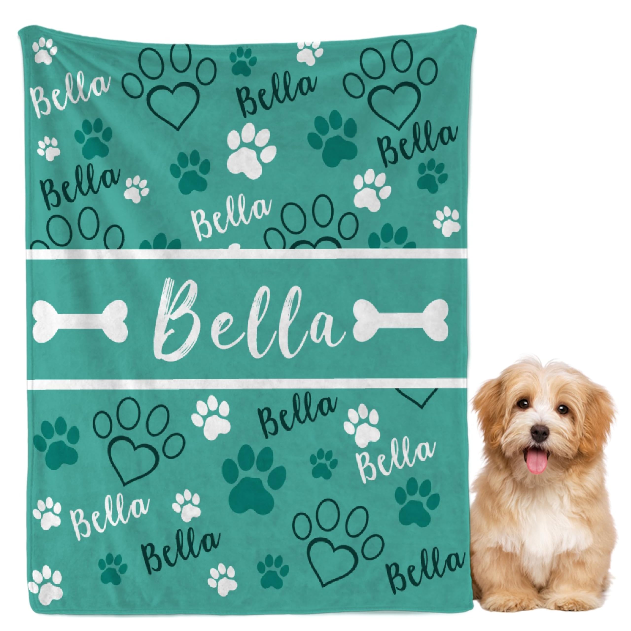 DOREALA Custom Dog Blankets with Pictures, Personalized Name Blanket for Pets, Customized Pet Photo Throw,The Lightweight Blanket All-Season 40"x30"