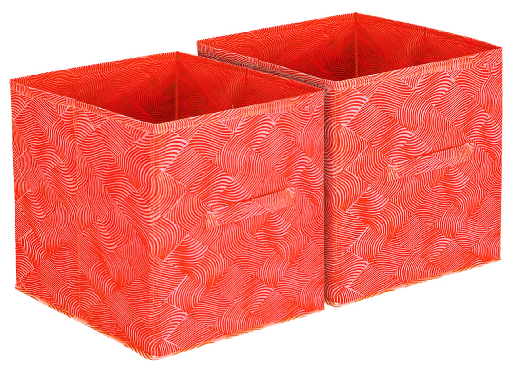 Kuber Industries Laheriya Print Non Woven 2 Pieces Fabric Foldable Storage Cubes for Toy, Books, Shoes Storage Box with Handle, Extra Large (Orange)
