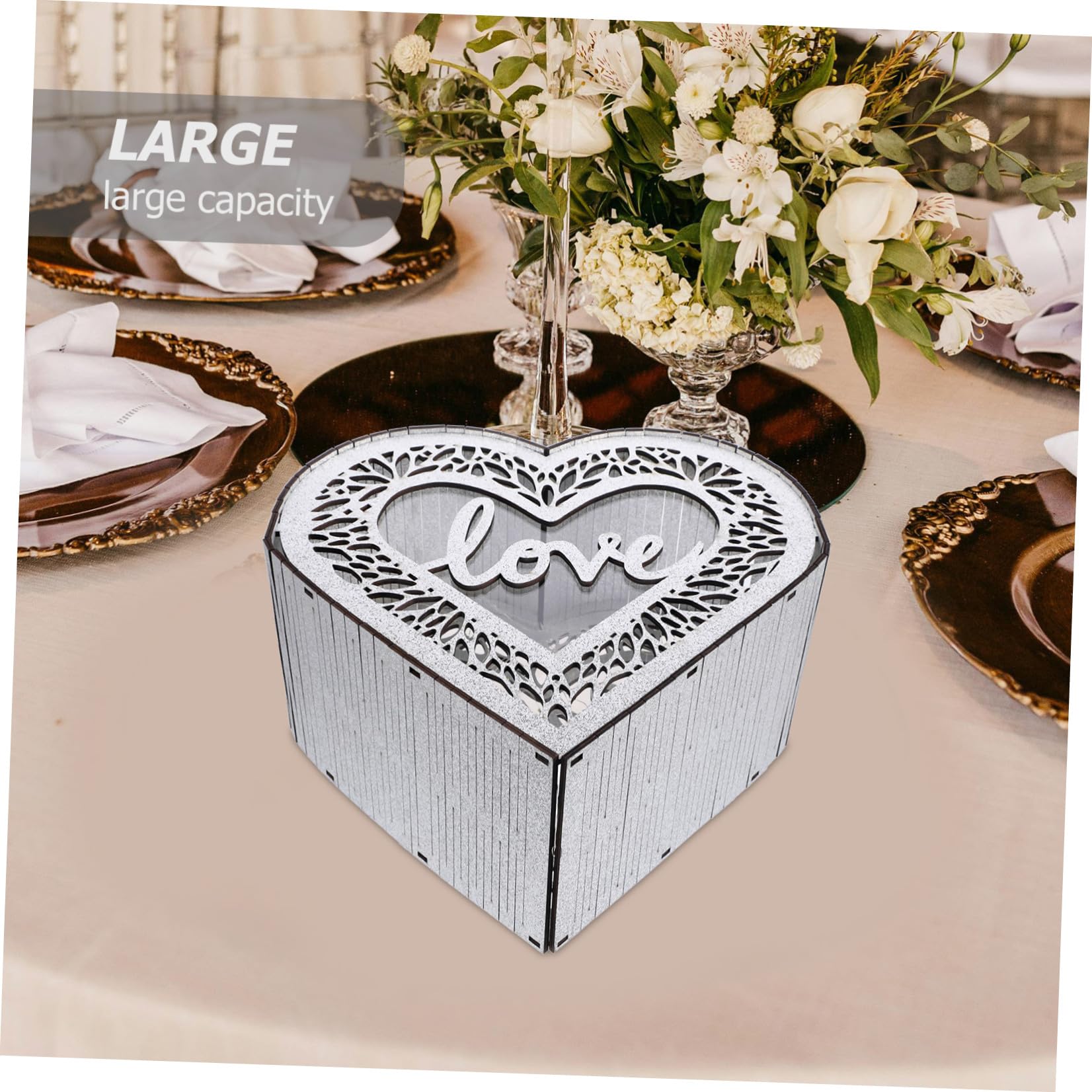 KALLORY Scatola per Contenere Biglietti per di in e a Legno Cuore Forma Rustico Grande Capacità Buste e Piccoli Oggetti Decorazioni Matrimonio e Ricevimento