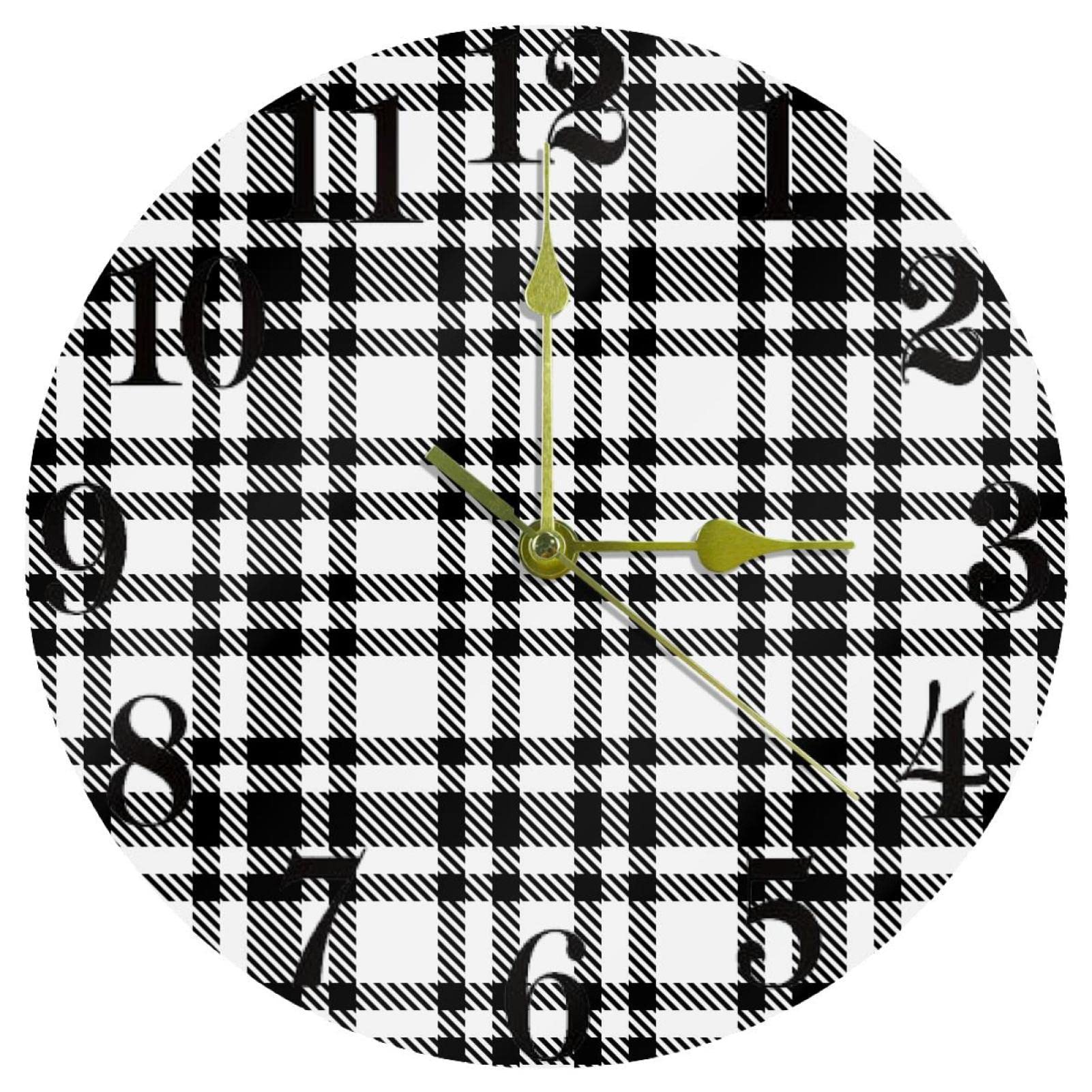 Horloge murale silencieuse à carreaux de style moderne et sans tic-tac