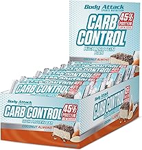 Body Attack Carb Control Coconut Almond - 15 x 100 g Riegel - Fitness Protein Riegel mit mehr als 45% Eiweiß aus Milch- und Molkenisolat - Mit Vitamin B1, B2, B6, B12, Folsäure & Niacin - zuckerarm