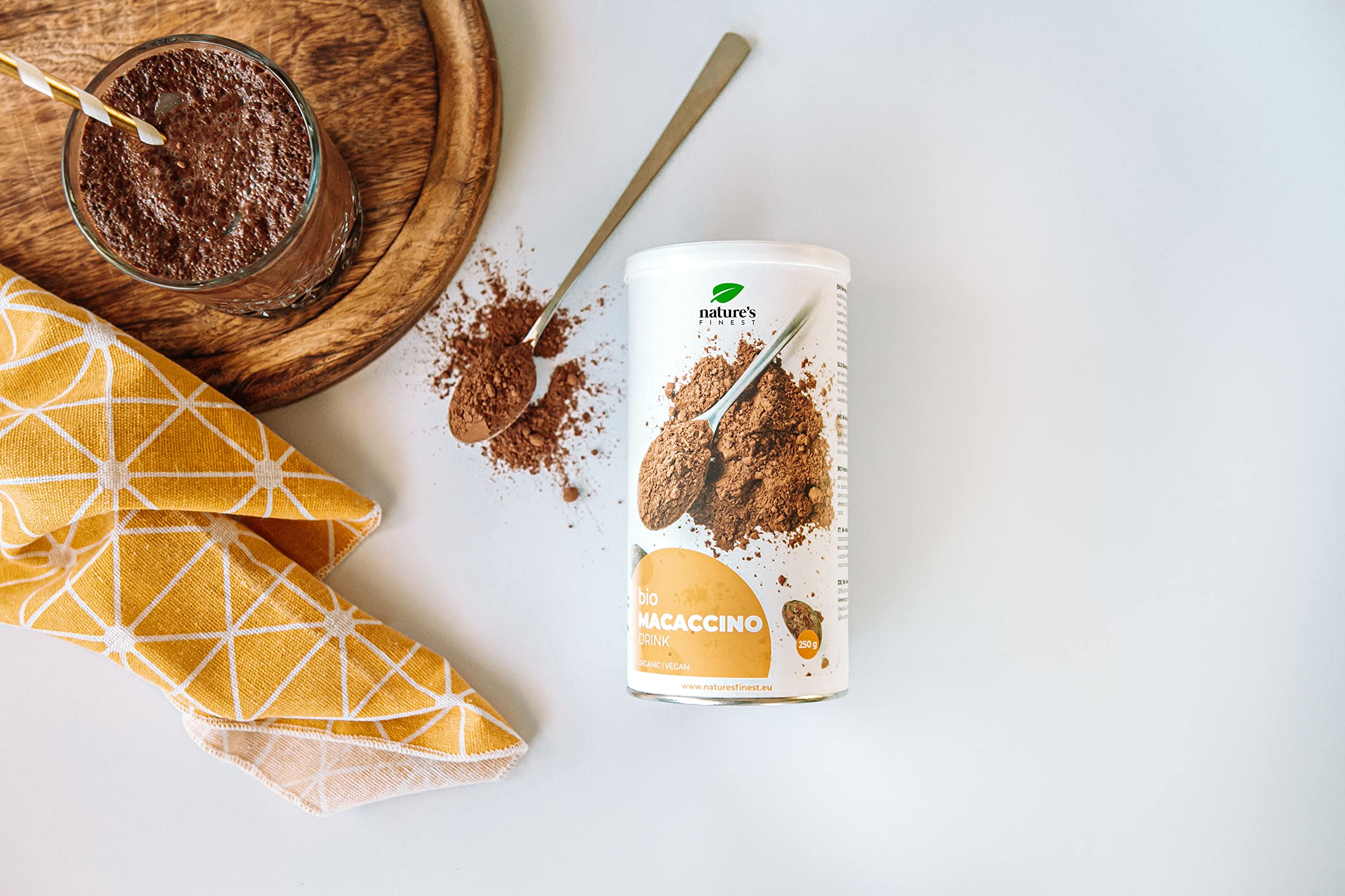 Nature's Finest Macaccino Bio, Mezcla en Polvo 1250 g (Paquete de 5) | cacao bio con maca peruana y azúcar de coco - alternativa al café sin cafeína añadida - sabor chocolate suave - vegano