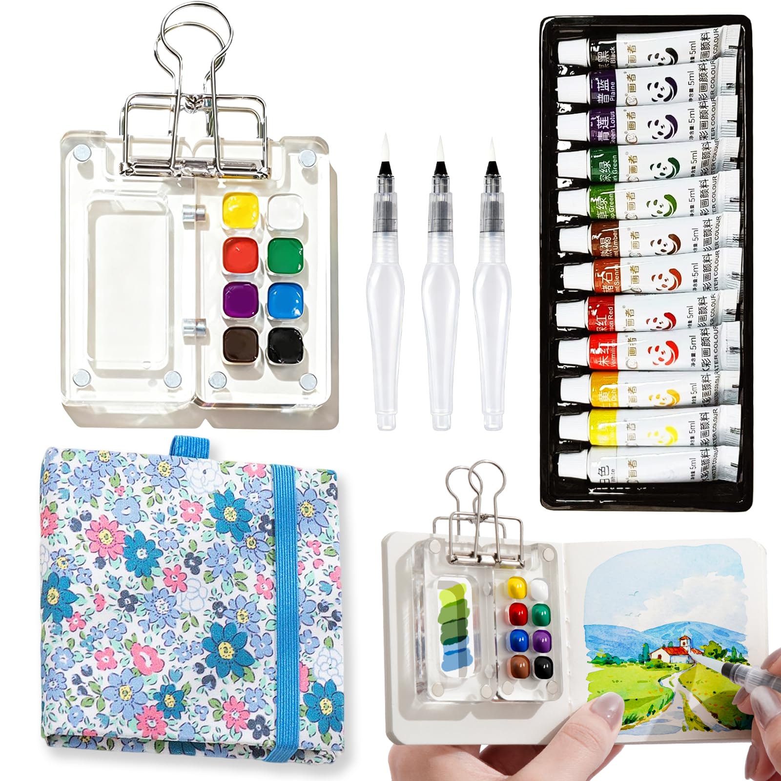 Mini Watercolor Set, Travel Palette for Sketching, Acrylic Palette