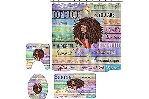NEWSUYAA 4 Piece Afro Shower Curtain Bathroom Set