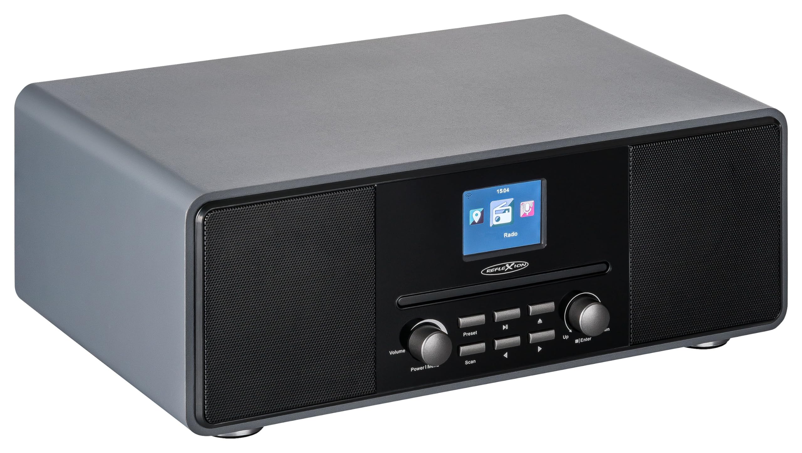 Reflexion HRA19DAB/GR Design DAB+ Radio (2x80Watt) 2,4" TFT Farbdisplay, Uhrenanzeige mit Alarm-Funktion, Bluetooth