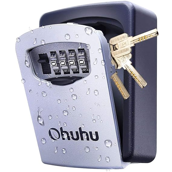 Ohuhu Key Lock Box, Key Storage Lock Box, Wall Mount 4Digit