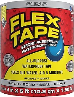 フレックステープ Flex Tape 4" x 5' 幅10cm x 長1.55m クリア 透明 超強力 防水 ウォータープルーフ 瞬間接着 アメリカで話題