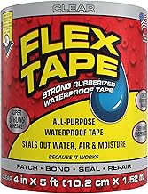 Flex Tape, Original Thick Flexible Rubberized Waterproof Tape - Seal and Patch Leaks, Works Underwater, Indoor Outdoor - Home RV Roof Plumbing and Pool Repairs, Clear, 4 in x 5 ft, Pack of 1