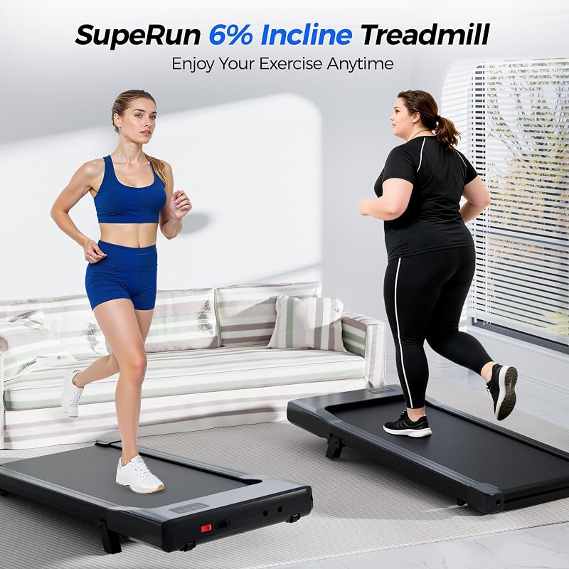 SupeRun Walking Pad with Incline, 3 in 1 Under Desk Treadmill for Home/Office, 2.5 HP Quiet Portable Mini Treadmill with Remote & LED Display, 300 LBS Capacity image 3