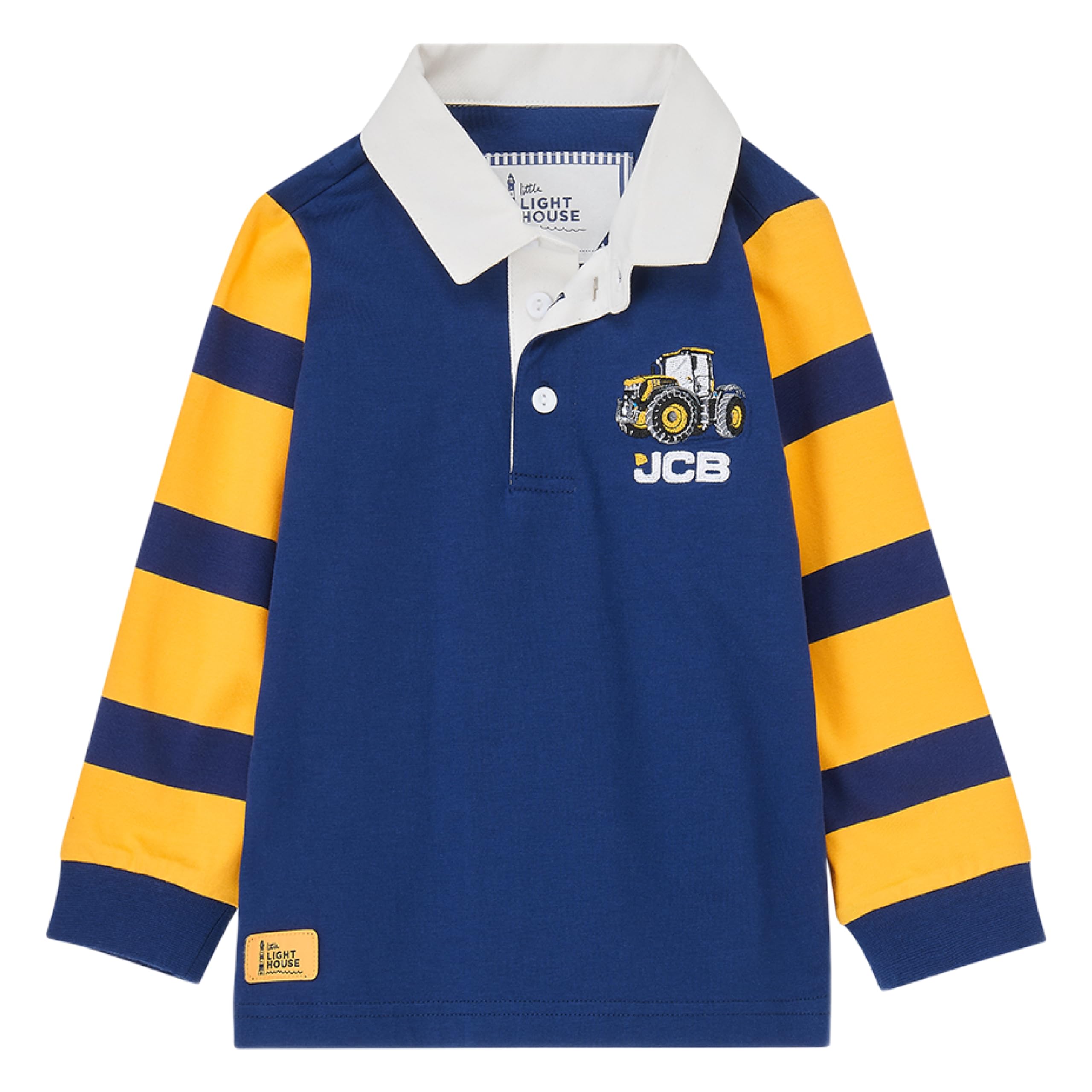 LightHouse Boys' Rafferty Cotton Stretch Jersey Top - Kids' Twill Collar Sweatshirt - JCB - 7-8 Years