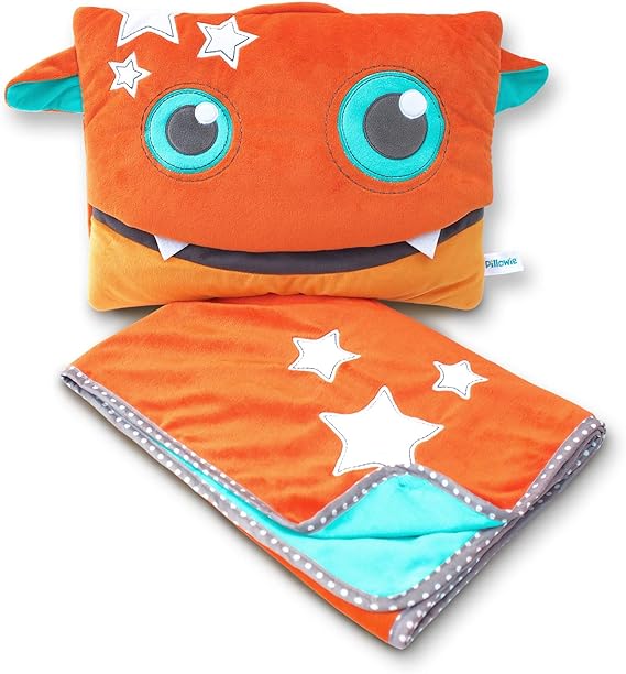 Pillowie Cute Travel Pillow and Blanket Set Portable