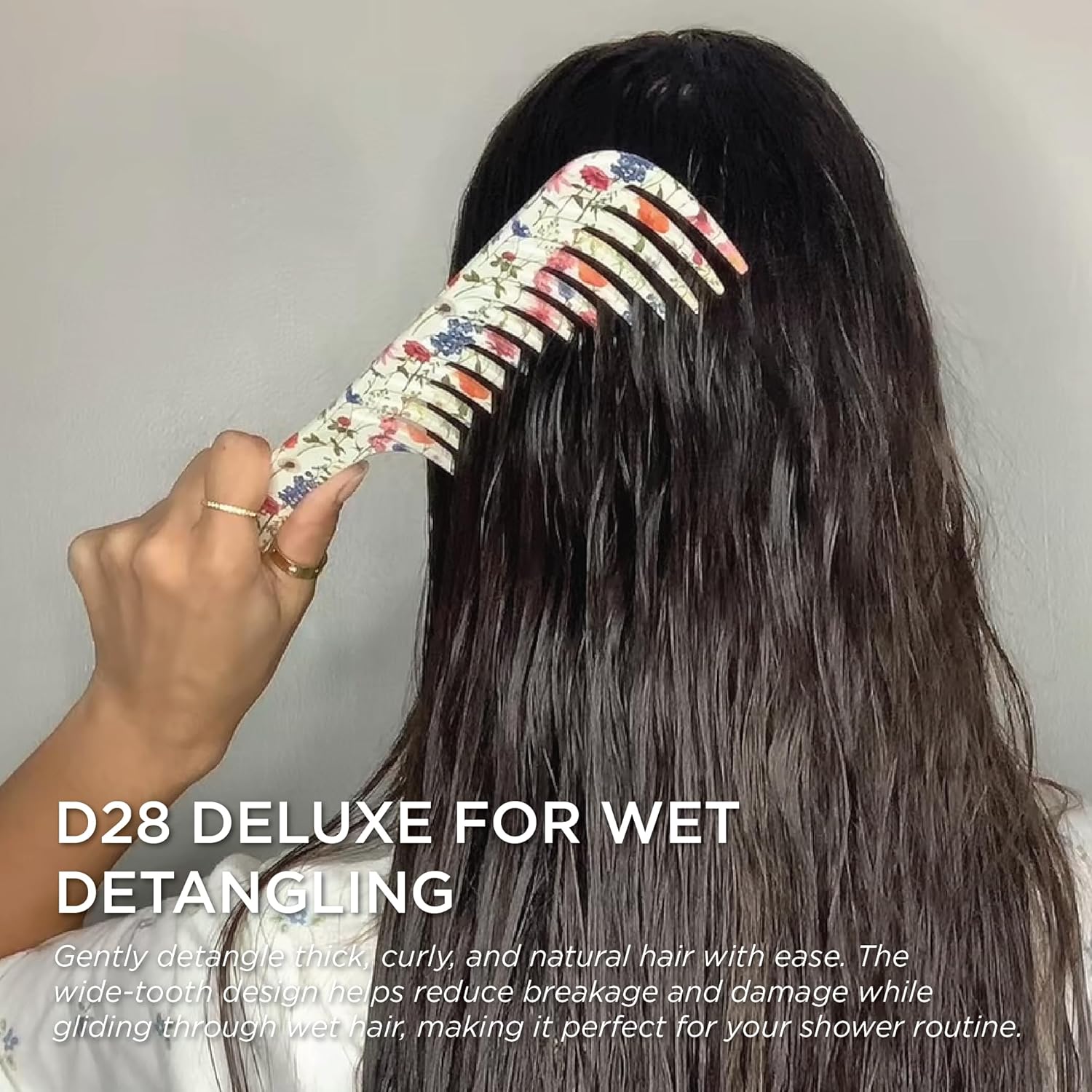 Denman D28 Wide Tooth Detangling Comb - Curved Pin For Detangling, Curl Defining, Smoothing - Wet Comb For All Hair Types, Women and Men - Image 3