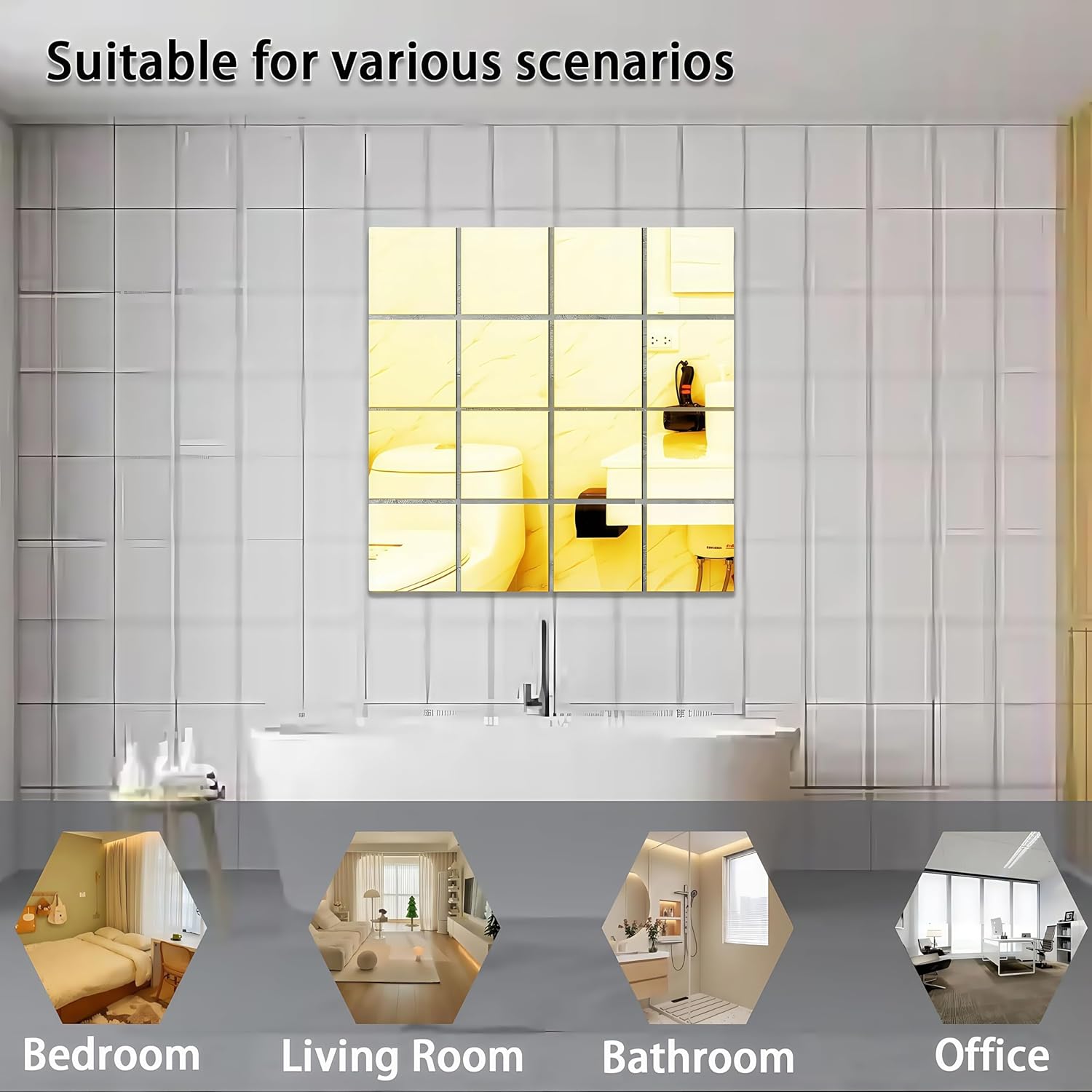 16-Pieces (5.91''*5.91'') Removable Acrylic Mirror Wall Stickers, DIY Art Decoration Decals, Suitable for Home, Bedroom, Living Room and Other Places(Rose Gold)