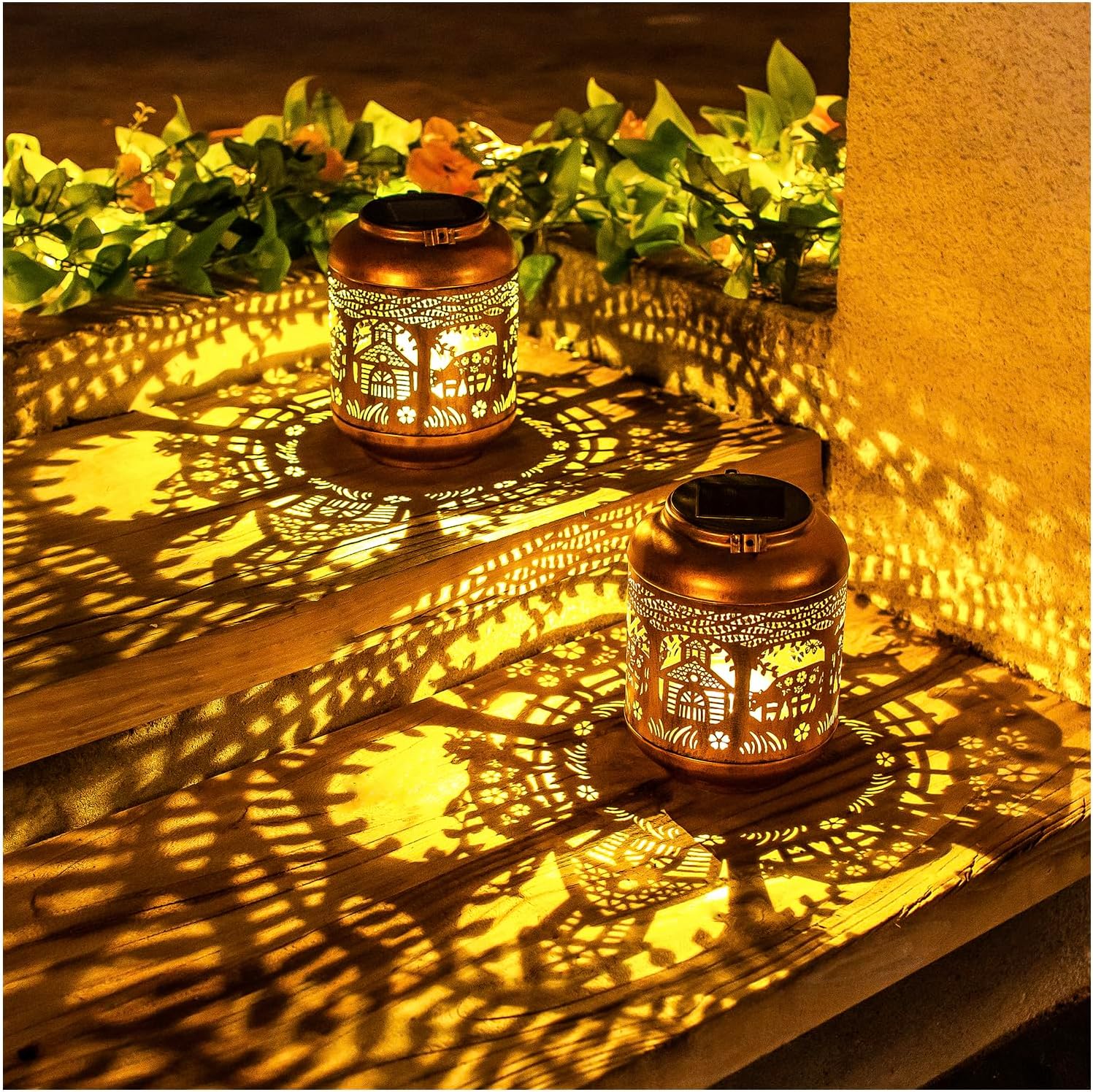 2 Pack Cow Solar Lanterns Outdoor Waterproof Hanging Solar Lights Cow Gifts for Women Men Mom Metal Decorative LED Outdoor Lanterns for Patio, Lawn, Landscape, Garden Decor, Yard Decorations