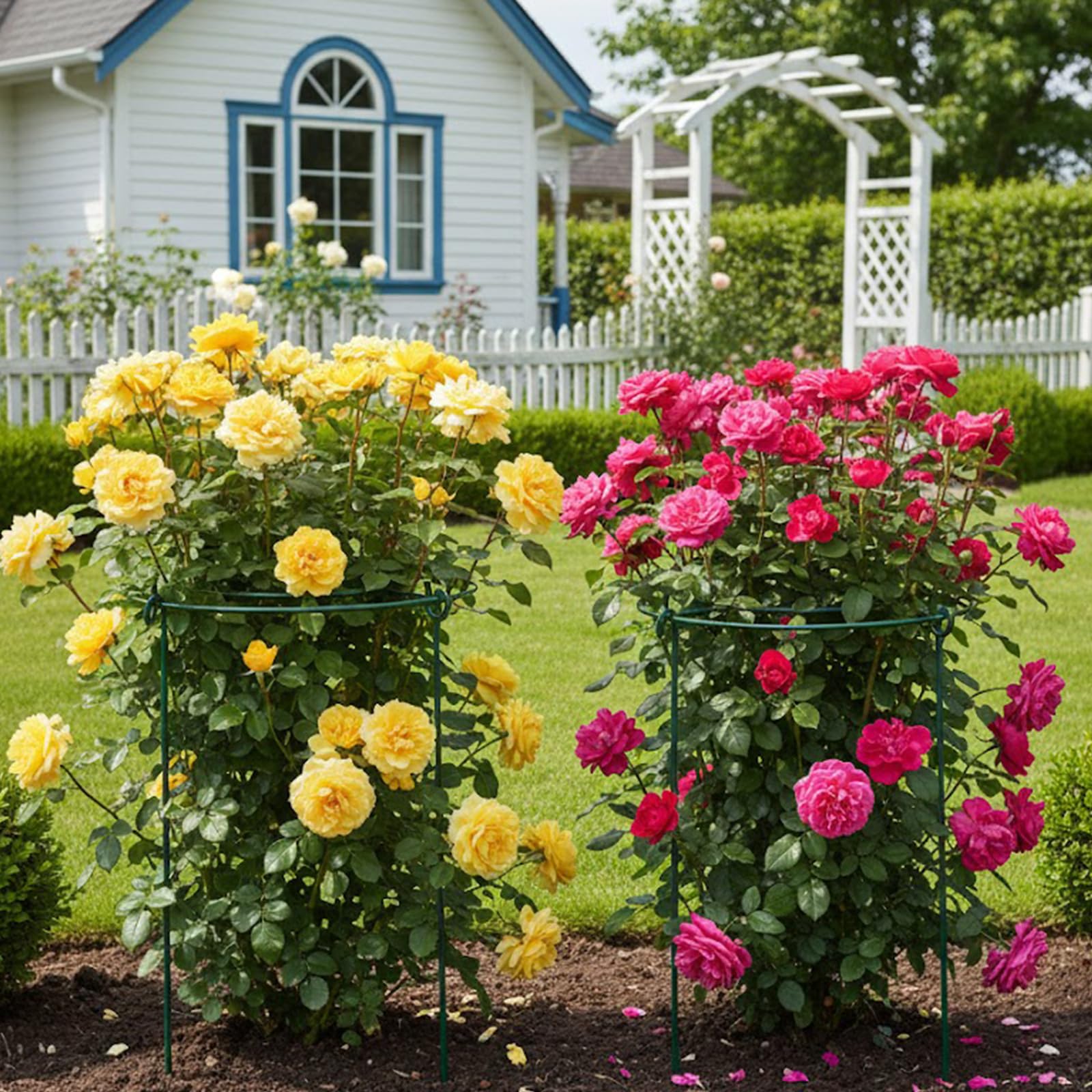 Lot de 10 cages et supports de pivoine en métal avec 20 attaches torsadées pour plantes d'intérieur et d'extérieur, kit de support de plantes pour pivoine, rose, tomate, hortensia