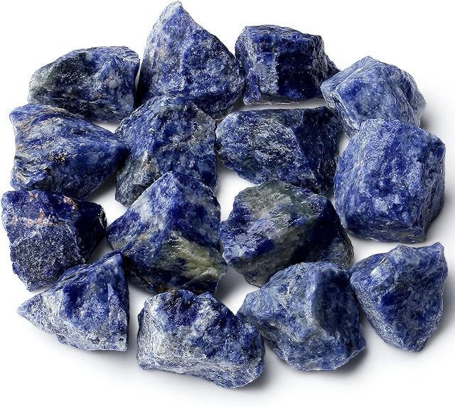 XIANNVXI Blue Sodalite Crystals Natural Raw Crystal Rocks Rough Stones 1" Bulk Reiki Healing Gemstones Tumbling Cabbing Fountain Rocks 0.45lb