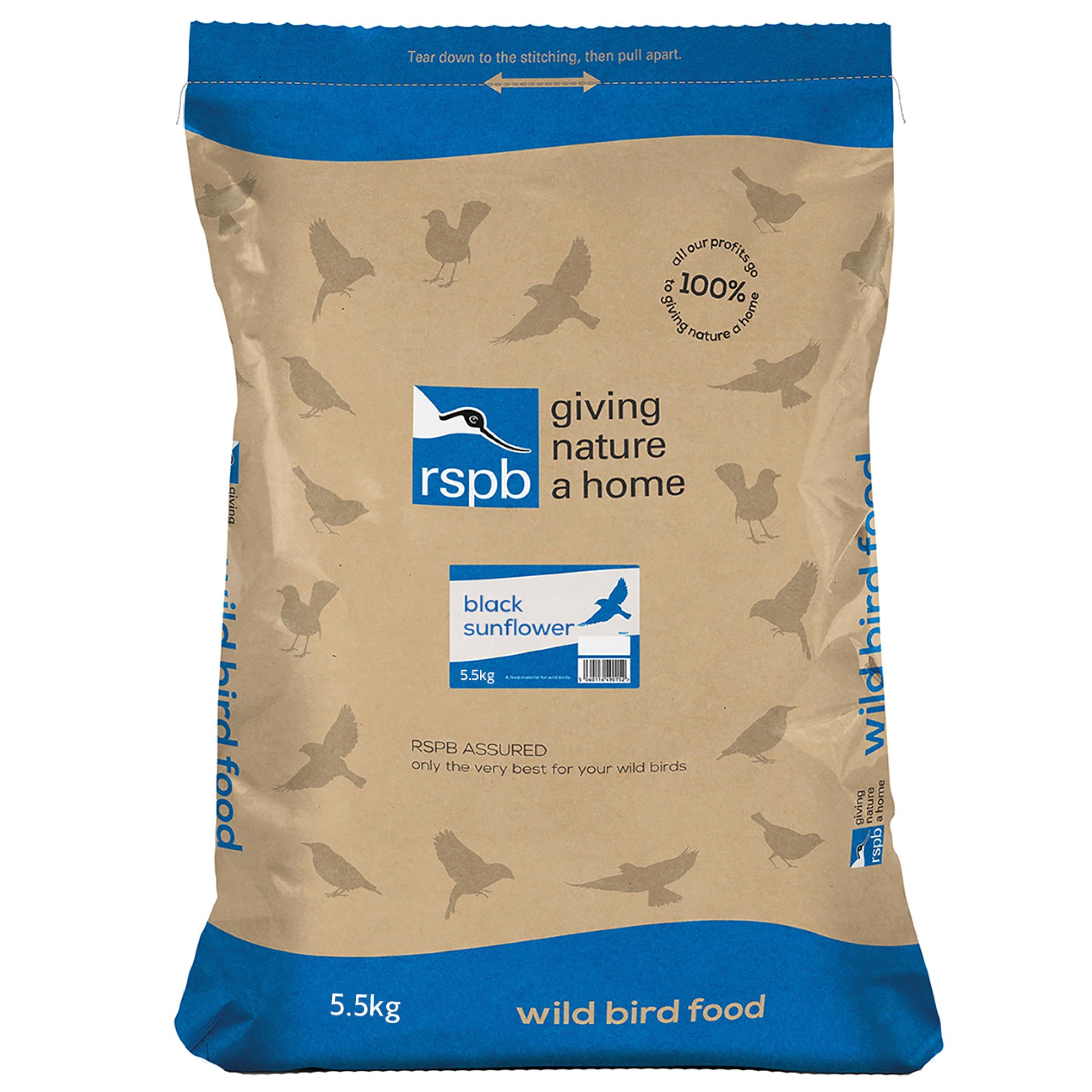 RSPB - Black Sunflower Seeds Bird Food - High Energy and Protein, Wild Bird for Small Birds, Made in the UK (5.5kg)