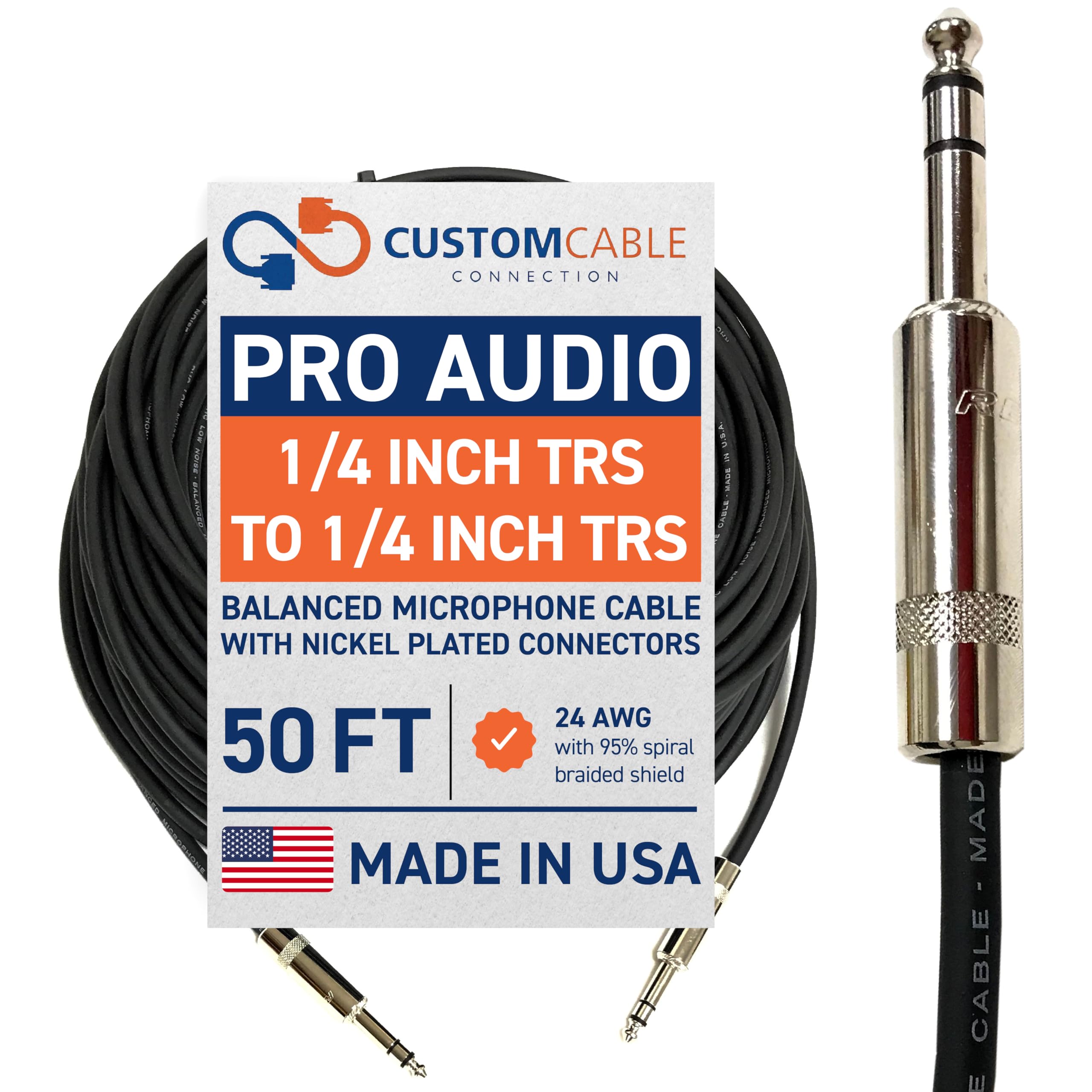 Amazon.com: 50 Foot Pro Audio REAN 1/4 inch (6.35mm) TRS to REAN 1