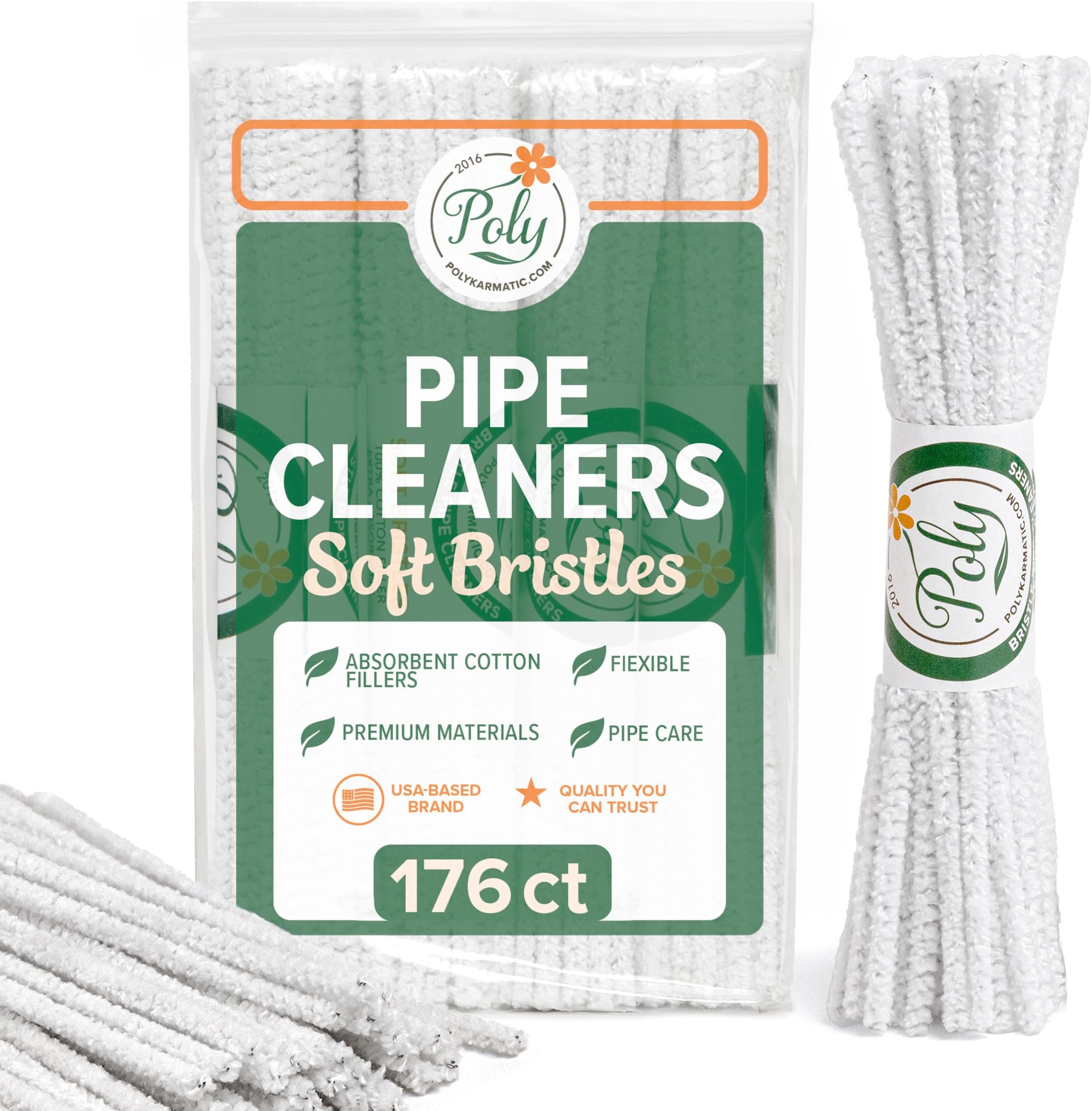 176 Count Bulk Soft Bristle Pipe Cleaners Chenille in White - Cotton with Steel Wire - Crafts Project