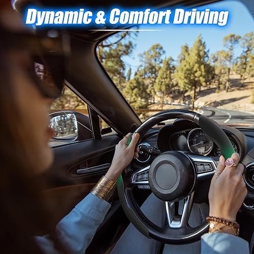 Miniatura 4 de BenLoc STWCover001 - Funda de gamuza para volante, de gamuza de ajuste universal, protector deportivo para volante de automóvil, antideslizante y