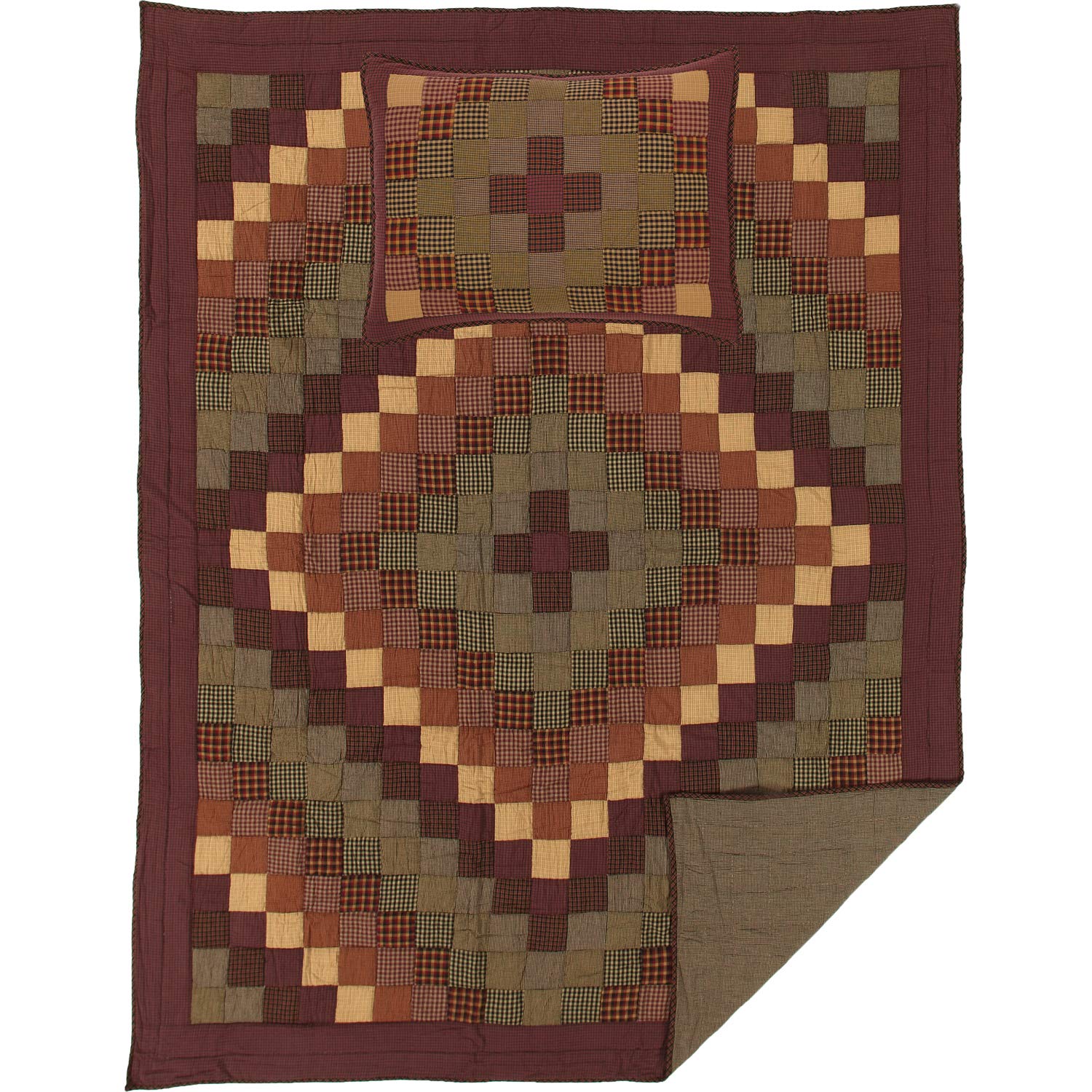 VHC Brands Heritage Farms 40 in. W x 40 in. L Deep Burgundy, Tan, Raven