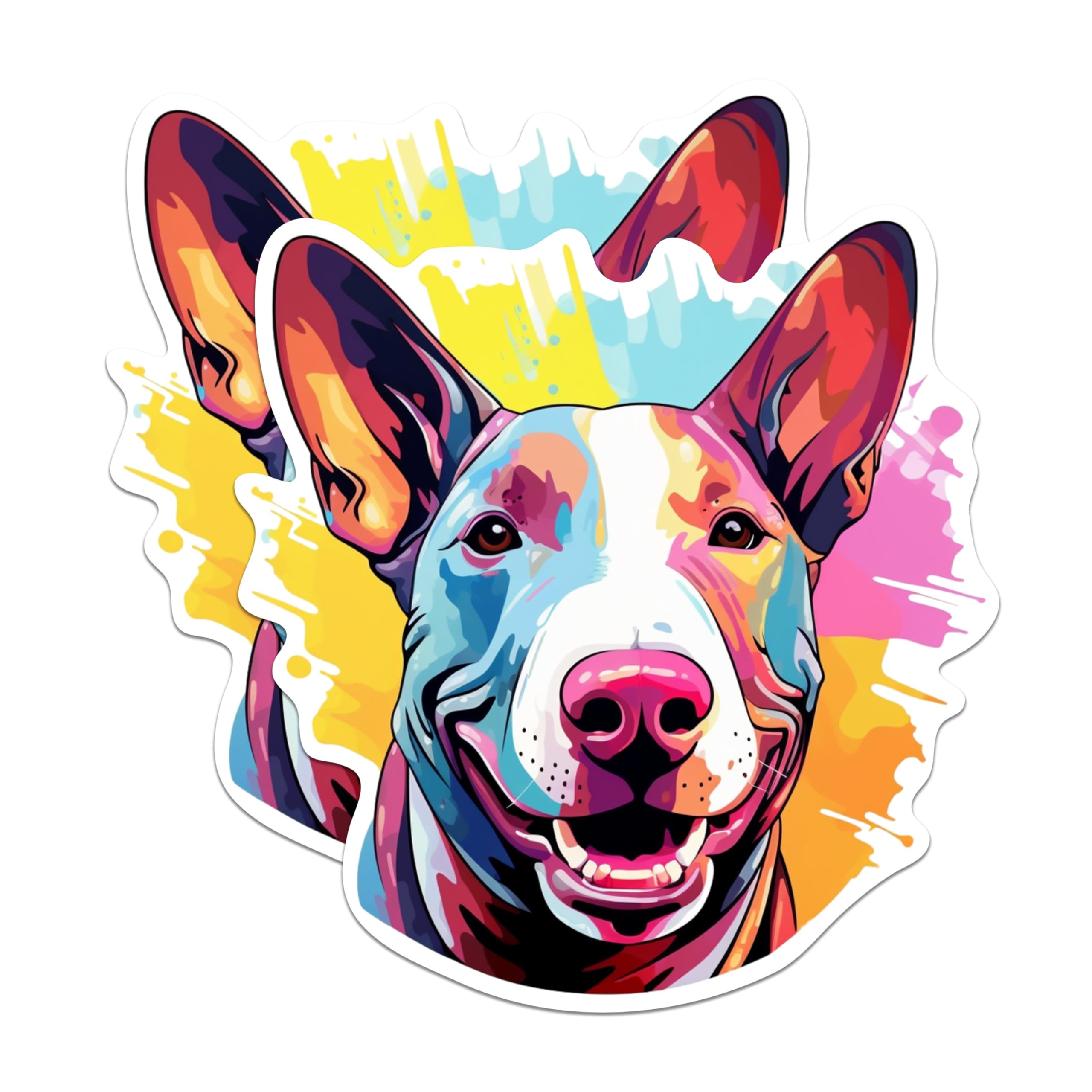 (2 Pack) Bull Terrier Dog Stickers - 5 Inches On Longest Side - Choose from Over 100 Dog Breeds - for Cars, Trucks, Skateboards, Laptops - Made in USA - BMCS1797
