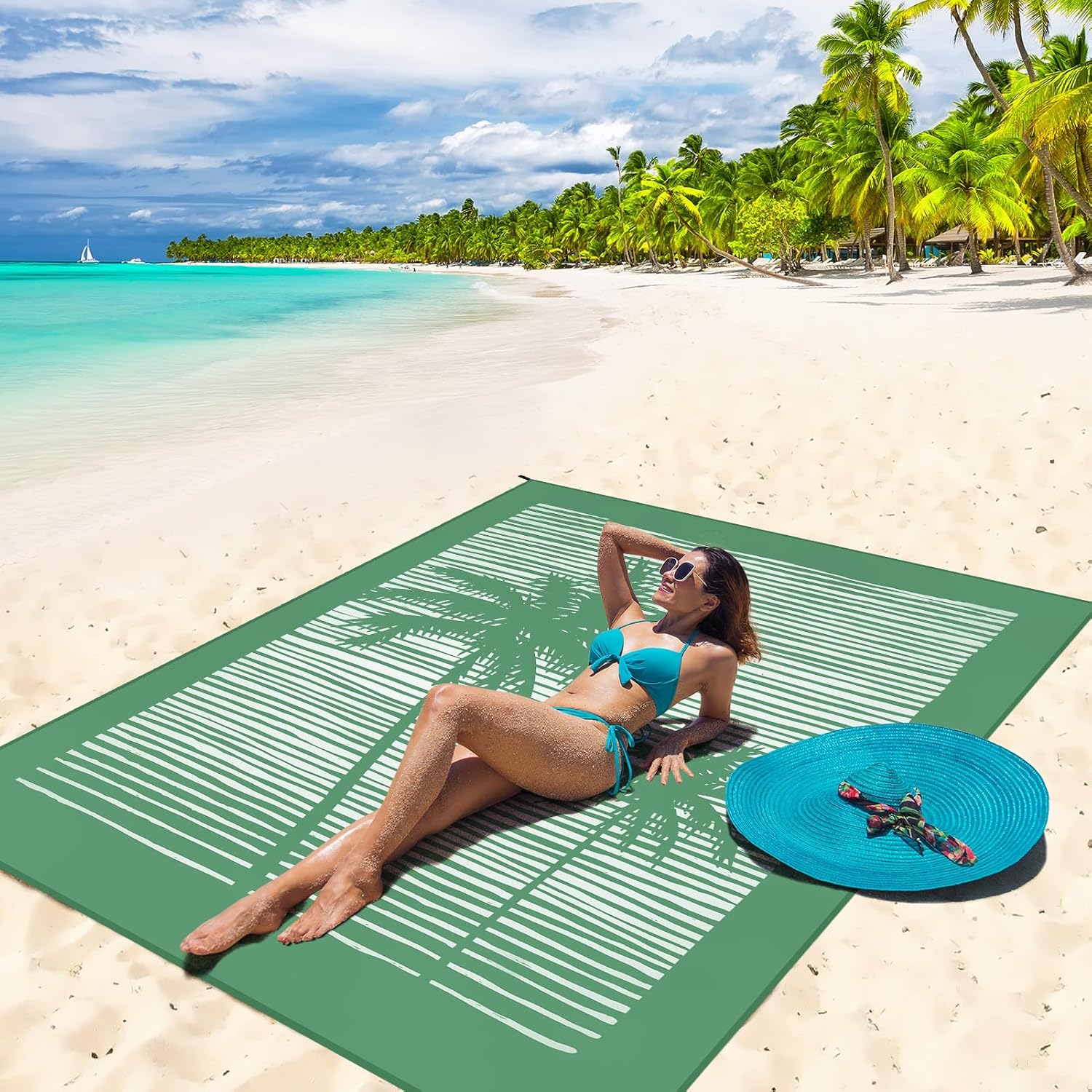 AISPARKY Beach Blanket Waterproof Sandproof Quick Drying Beach Mat Extra Large Outdoor Picnic Blanket for Travel Camping Hiking
