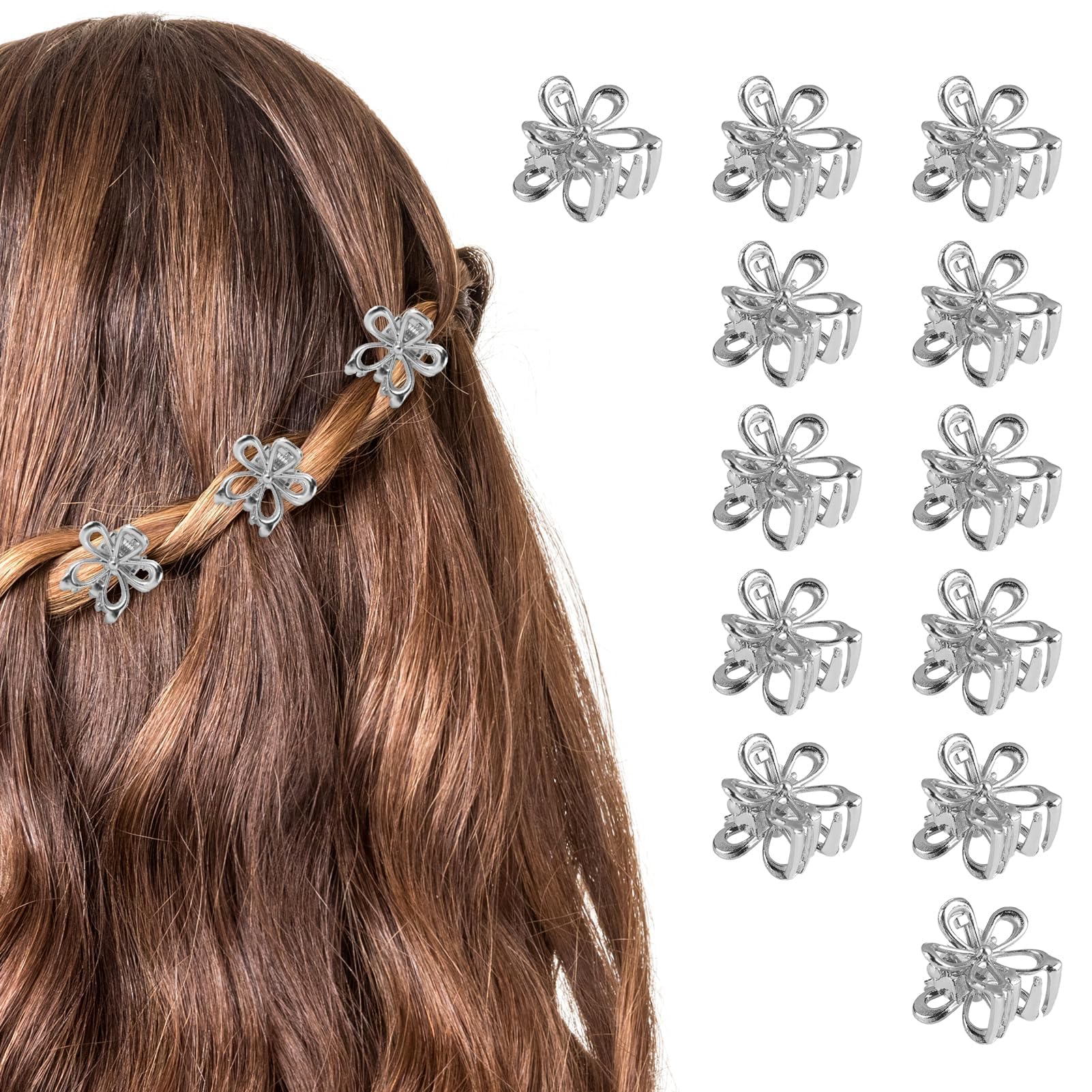 Amazon.com : 20 Pack Small Silver Flower Hair Clips for 