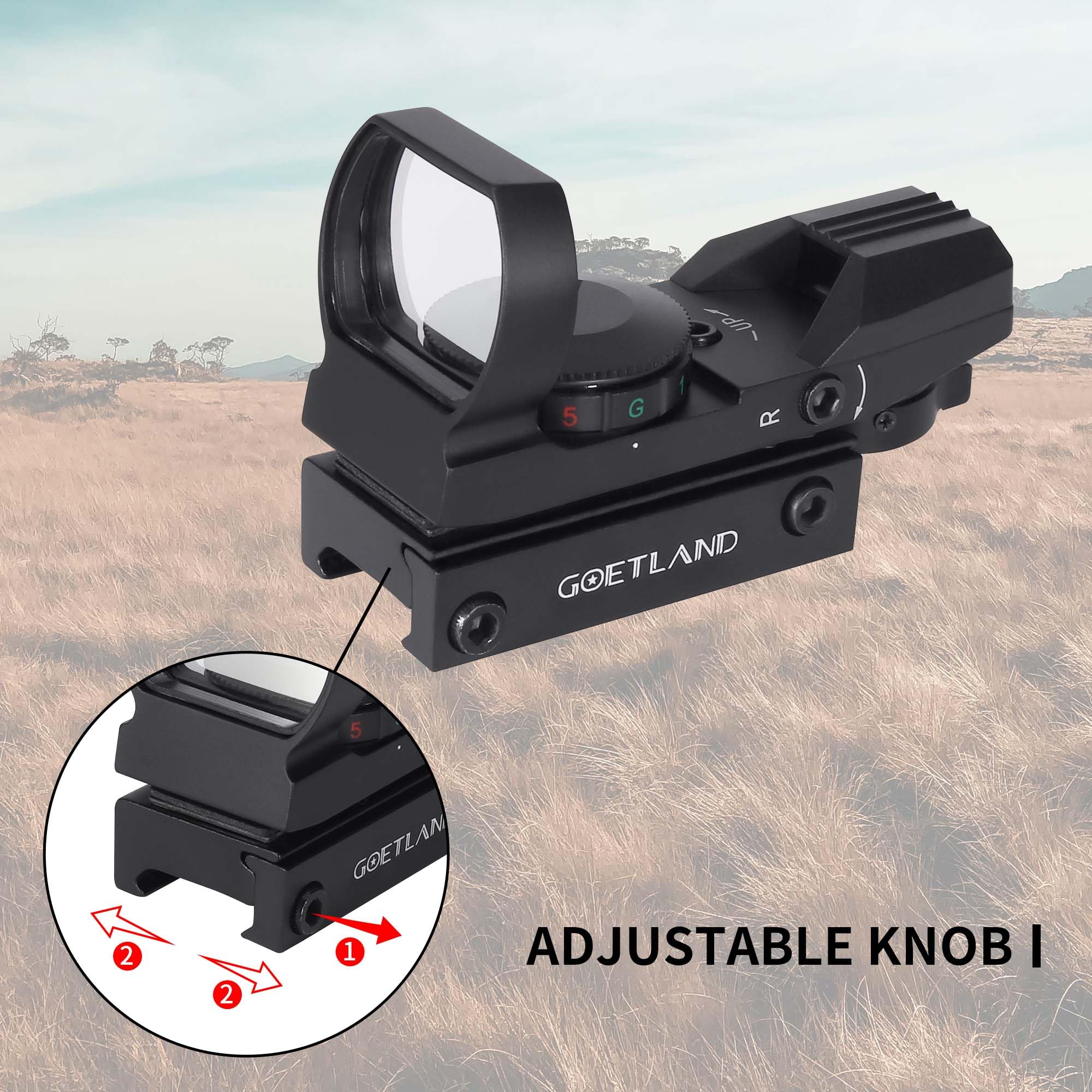 Goetland Gewehr Zielfernrohr 33mm Rotpunktvisier Red Dot Visier mit 4 Taktischen Rot Grün Schutz SFP 20mm Schiene für Airsoft Taktische Jagd Luftgewehr Sportschützen