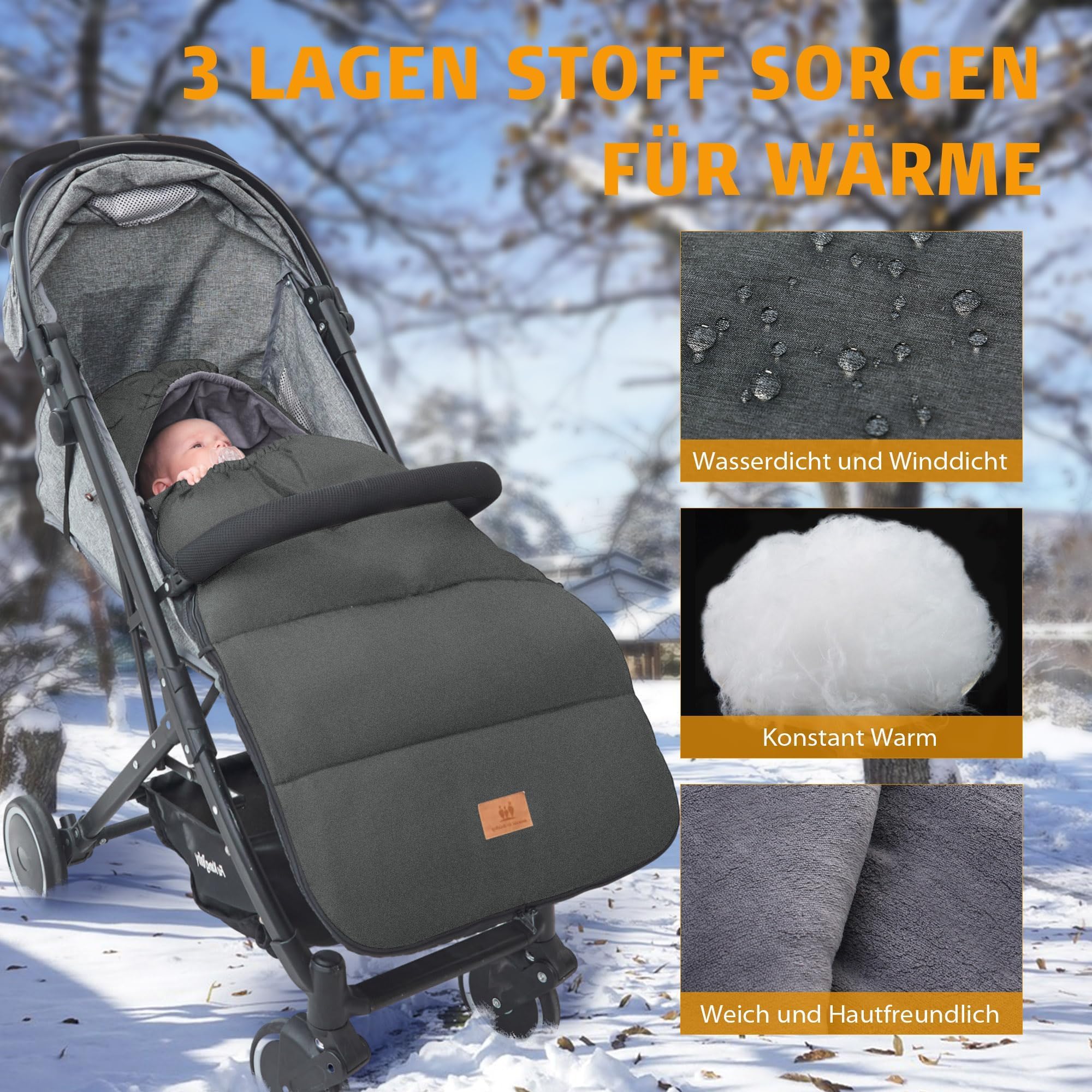 Chancelière Universelle pour Poussette Antidérapant, Chanceliere Bebe Hiver en Polaire pour Poussette Landaus Siège Auto, 102 x 48 cm (Noir Vert)