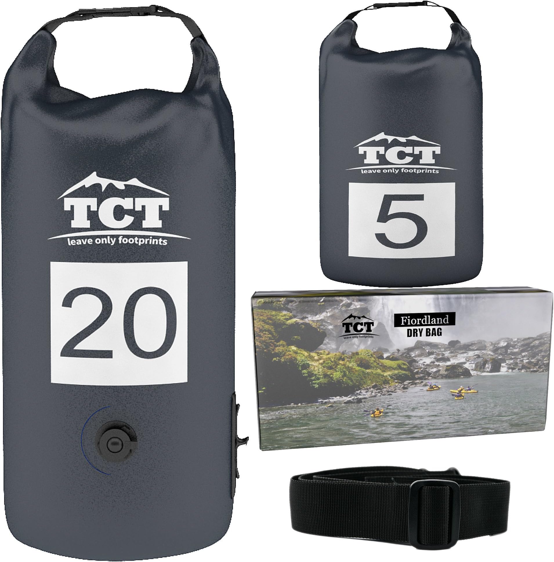 Premium Dry Bags A 20L-675oz Waterproof Bag A Bonus 5ltr 170oz Waterproof Dry Bag,Black