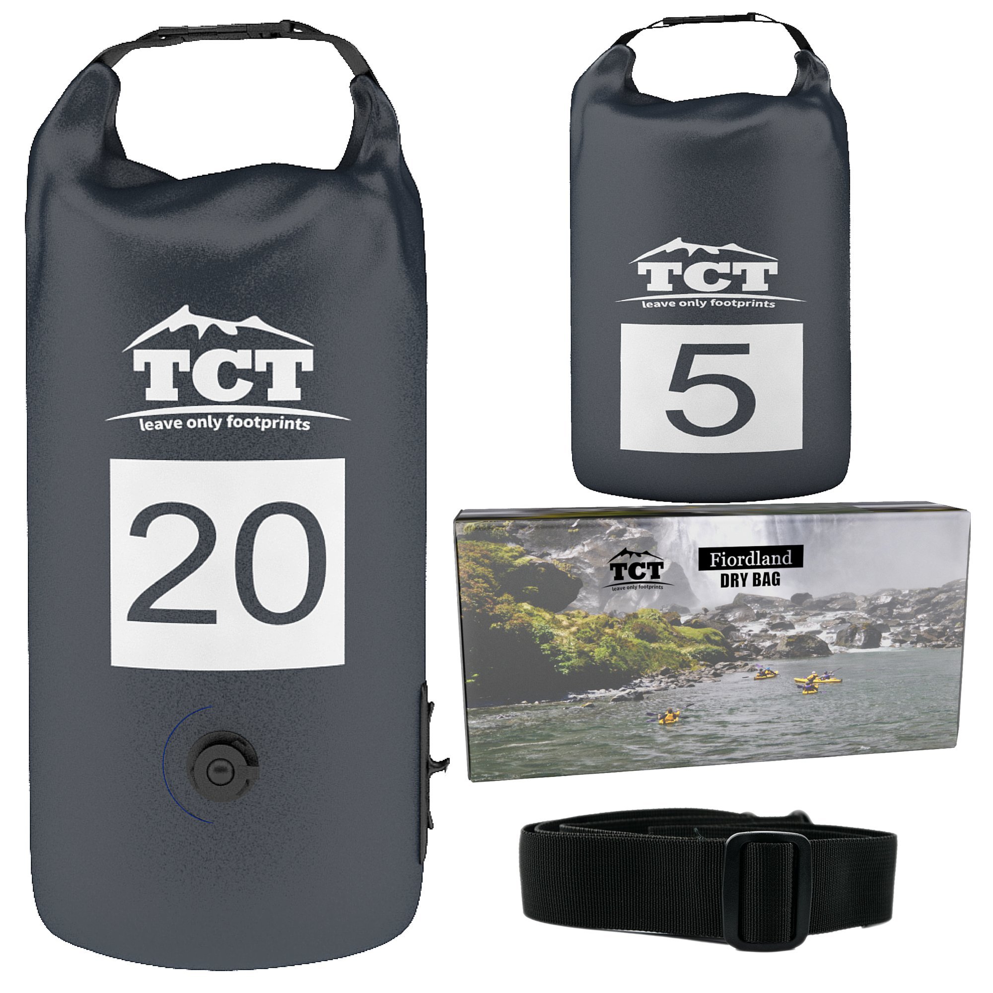 Premium Dry Bags A 20L-675oz Waterproof Bag A Bonus 5ltr 170oz Waterproof Dry Bag,Black