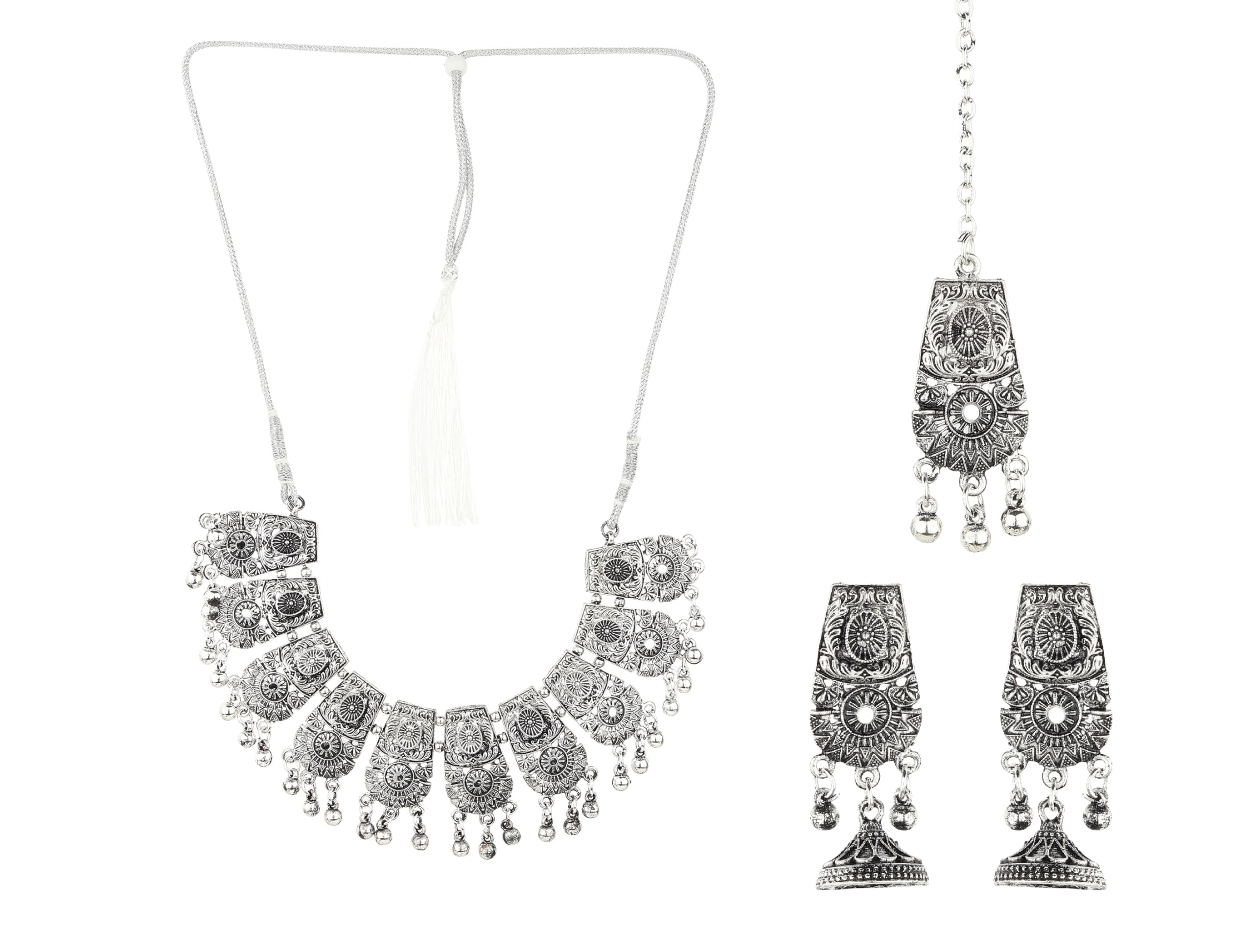 See full amazon price history chart for RHOSYN Latest Stylish Fancy Oxidised Tribal Choker Necklace Earrings (Jhumka & Jhumki Style) Maang Tikka Jewellery Set for Women Girls (Contemporary3) RHOSYN Latest Stylish Fancy Oxidised Tribal Choker Necklace Earrings (Jhumka & Jhumki Style) Maang Tikka Jewellery Set for Women Girls (Contemporary3) (B0CJMHWZD9) Amazon Price History, Amazon Price Tracker