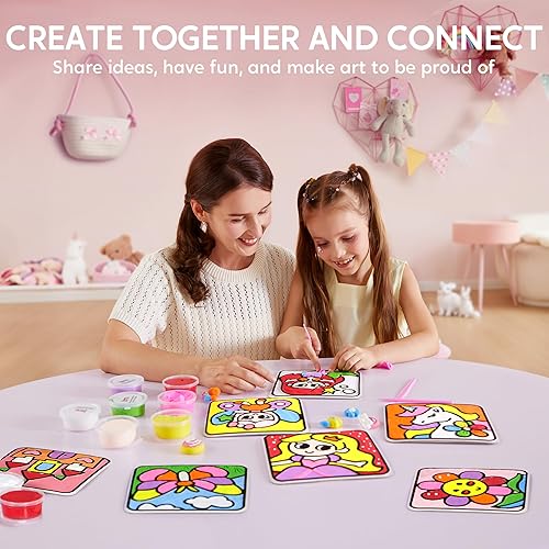 Miniatura 7 de Klever Kits Pintura de arcilla seca al aire, kit de arcilla de aire para niños, 8 rellenos previamente ranurados y tablas de diseño original, fácil