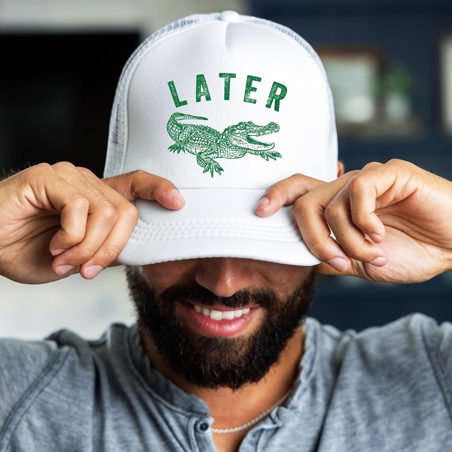 Later Gator Trucker Hat for Men & Women Funny Foam Front Classic 5 Panel Mesh Snapback - Image 3