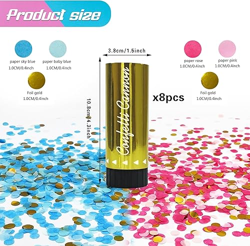 Miniatura 3 de 8 piezas de confeti de revelación de género rosa o azul para baby shower, niño o niña, suministros de fiesta de revelación de género