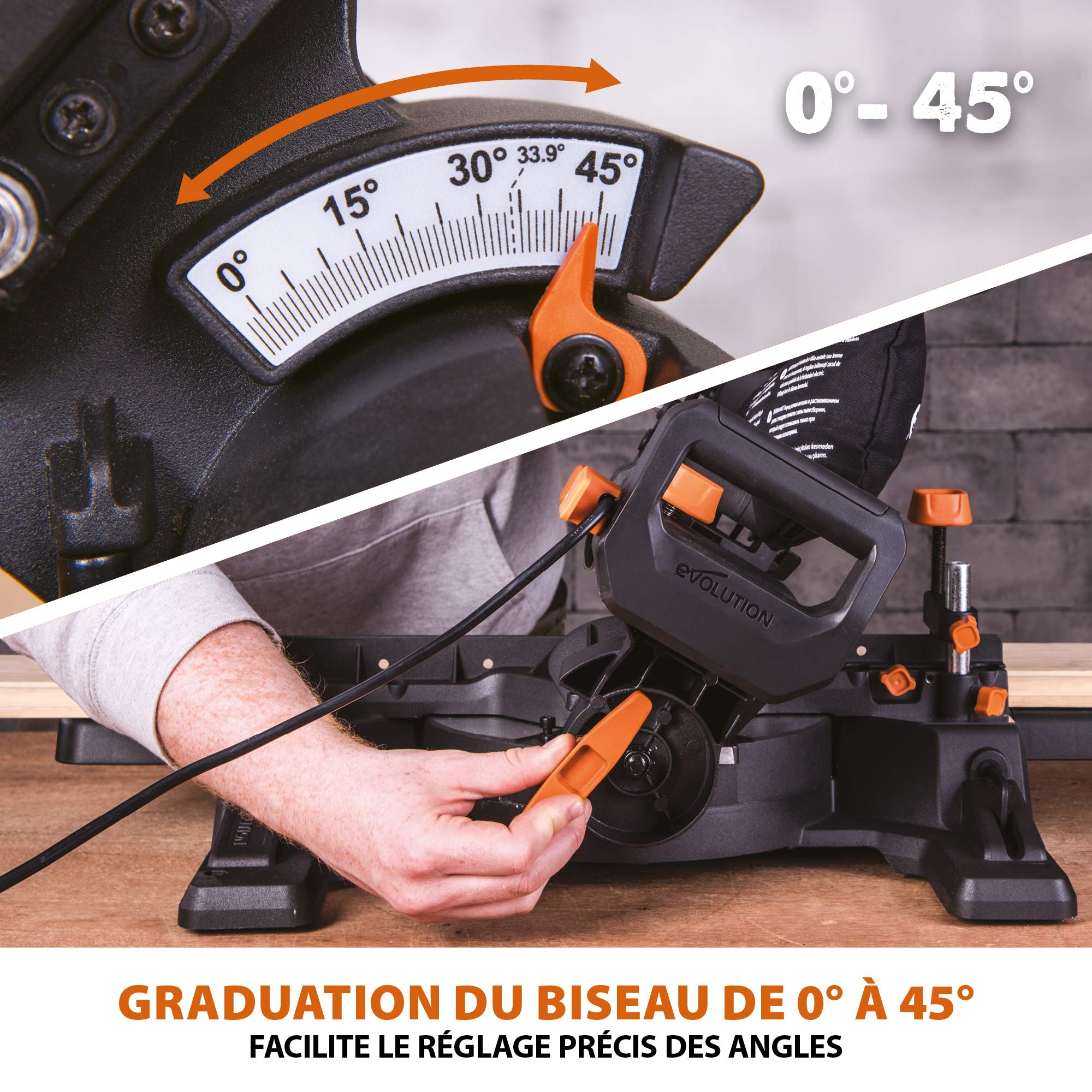 Evolution Power Tools Scie à Onglet Coulissante 300 mm Coupe Multi-Matériaux Lame Incluse 210mm R210SMS-300+