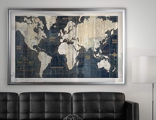 Miniatura 3 de Arte de pared impreso con el mapa del viejo mundo azul