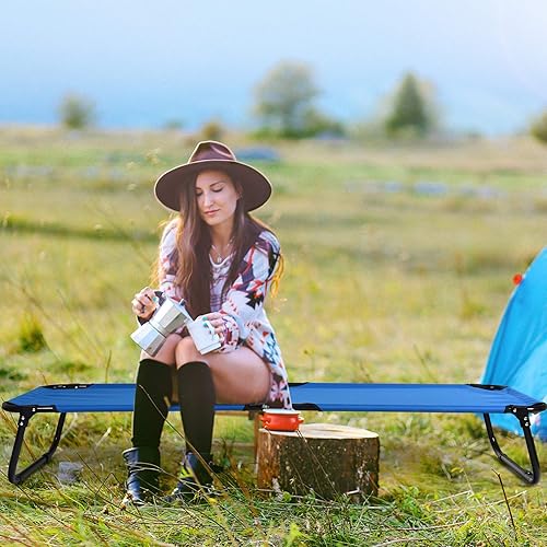 Miniatura 6 de GYMAX Catre de camping plegable, portátil, ultraligero y compacto, para adultos con tela Oxford, para viajes al aire libre, mochileros, senderismo,