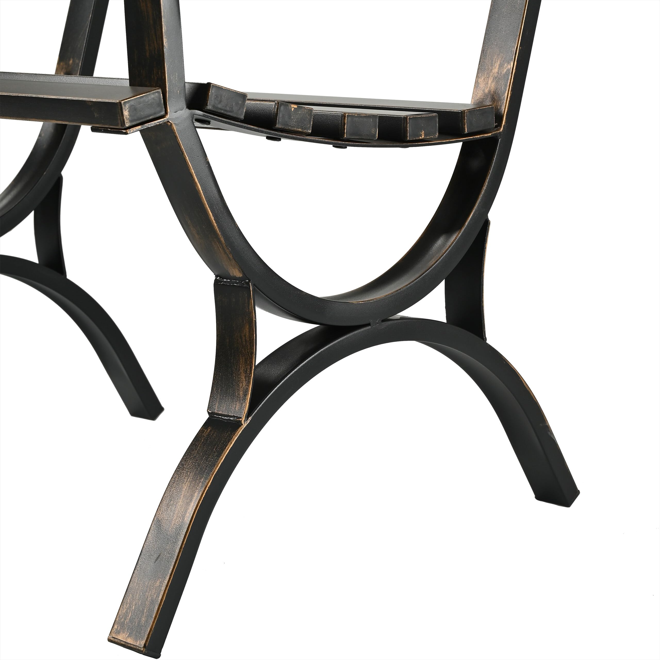 Silla de jardín Relaxdays, con reposabrazos, Extra Ancha, Metal, sillón Vintage, HBT: 85,5 x 60 x 56 cm, Negro/Bronce