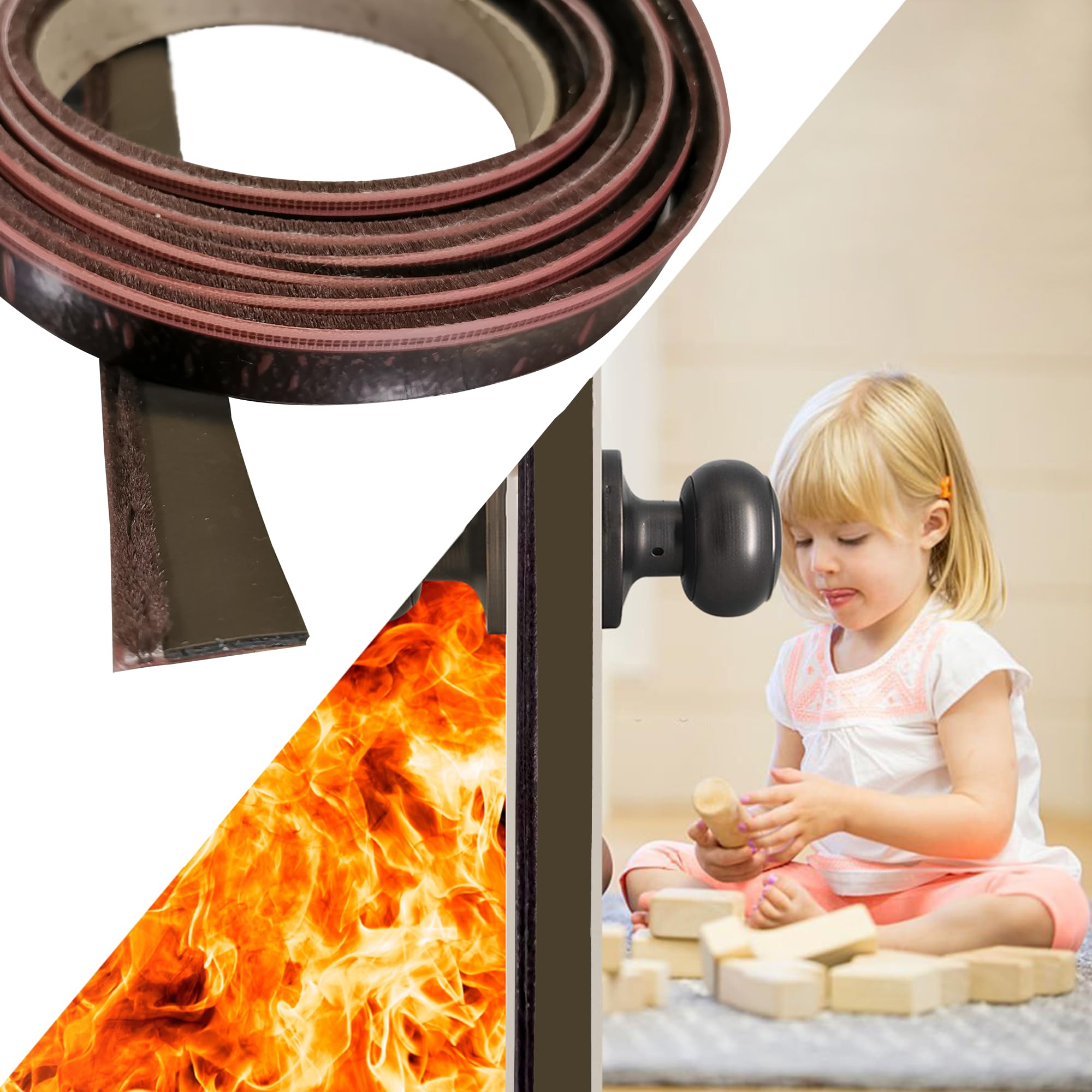 Flatro 5.2M Surface Mounted Self Adhesive Intumescent Seal Strip for Fire, Smoke, Draft and Insect Protection (1, Brown)