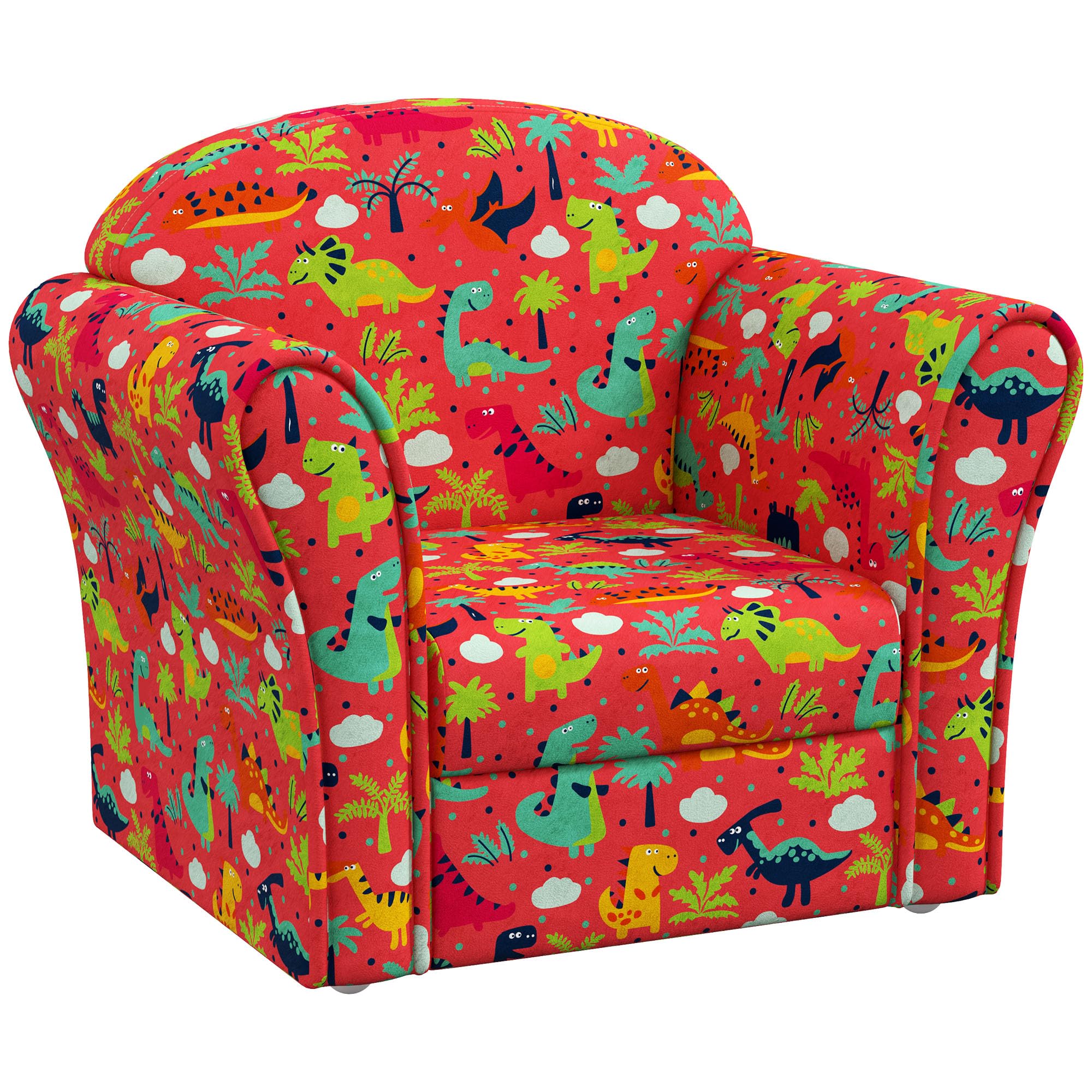 Aiyaplay Red Kids Sofa Chair With Dinosaur Design For Bedroom, Playroom