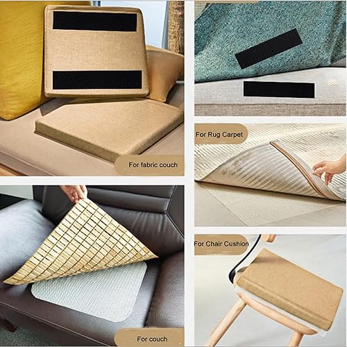 Miniatura 8 de BRAVESHINE Cinta antideslizante para alfombras de 1.2 x 6 pulgadas para suelos de madera dura y azulejos, juego de 12 almohadillas adhesivas negras