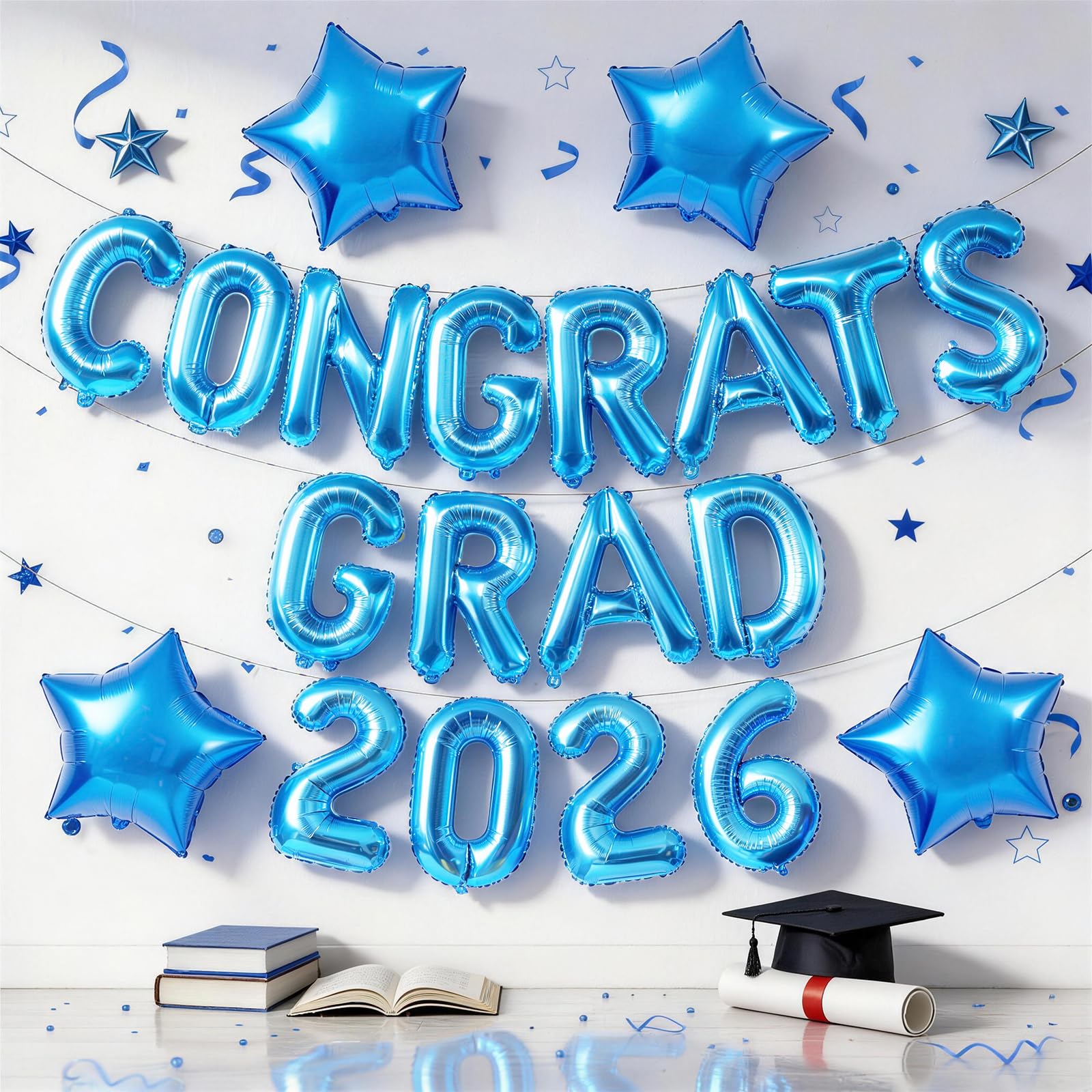 Jobkoo Congrats Foil Balloons for Graduations Blue