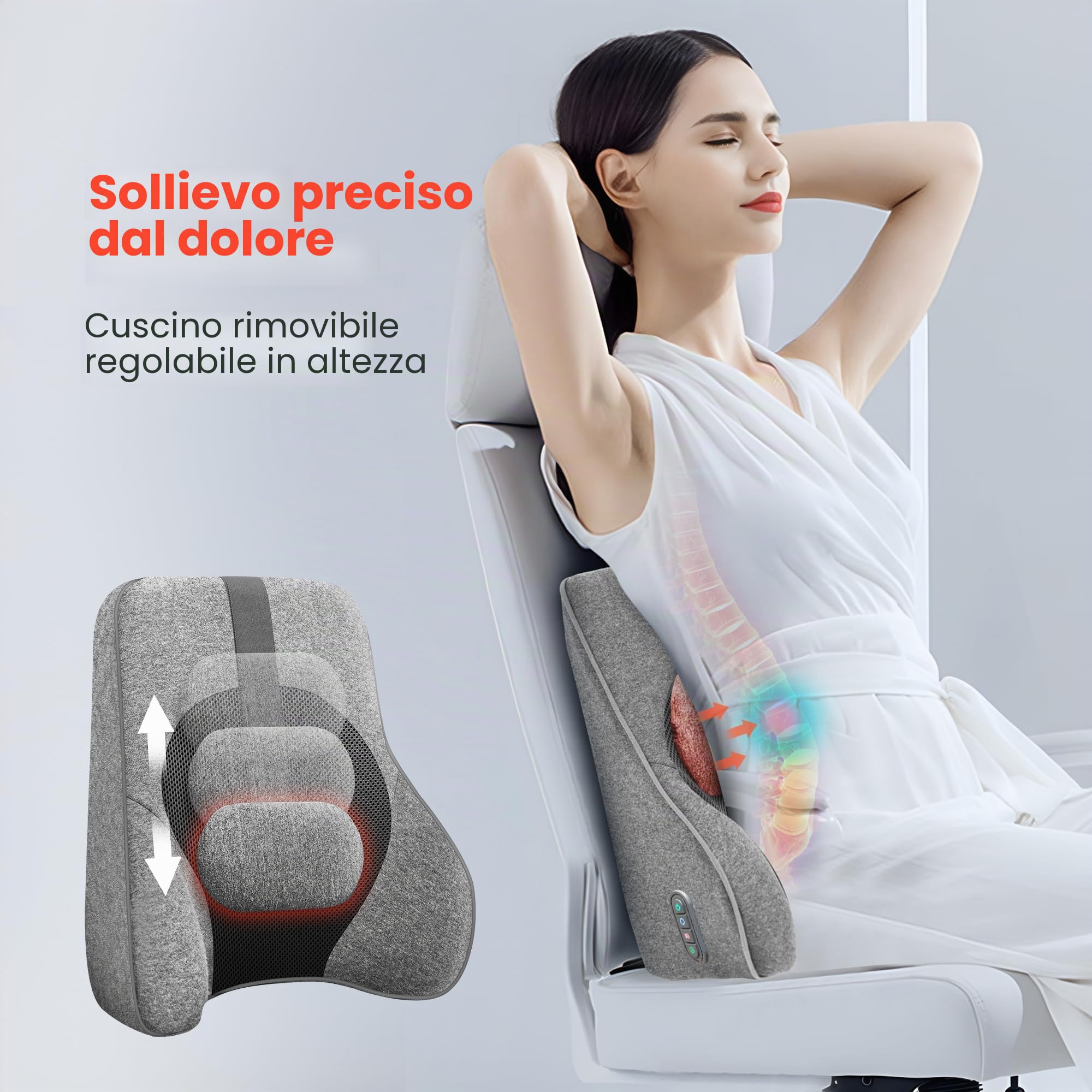 COMFIER Massaggiatore Schiena, Massaggiatore Shiatsu per Sedia da Ufficio, Cuscino Massaggio Cervicale Collo Spalle e Schiena Elettrico per Alleviare il Dolore, 2 Impostazioni di Calore, Regali
