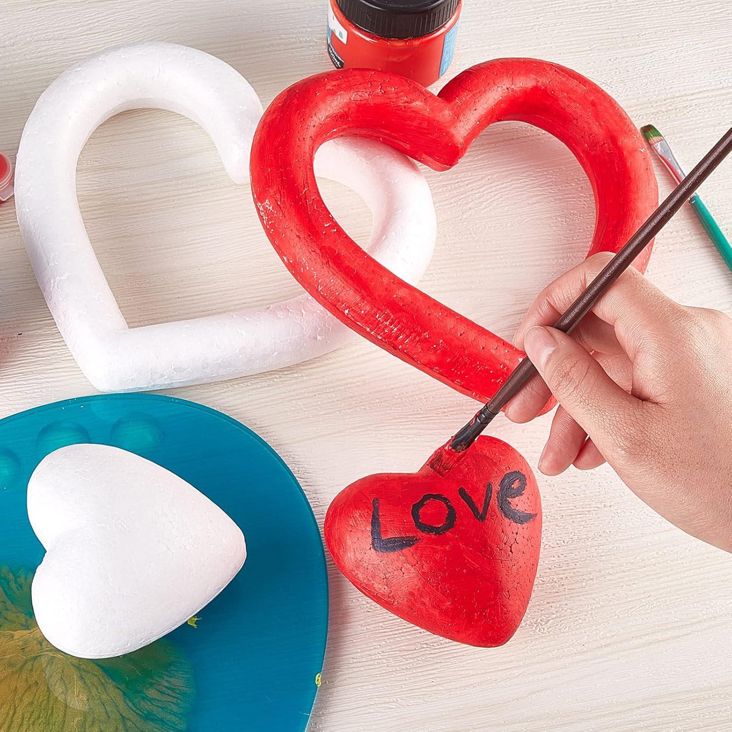 Amylove 32 Pieces Heart Shaped Foam Polystyrene Foam Wreath Hearts for Crafts White Heart Wreath for DIY Craft Projects and Wedding Decorations (7 Inches,3 Inches)